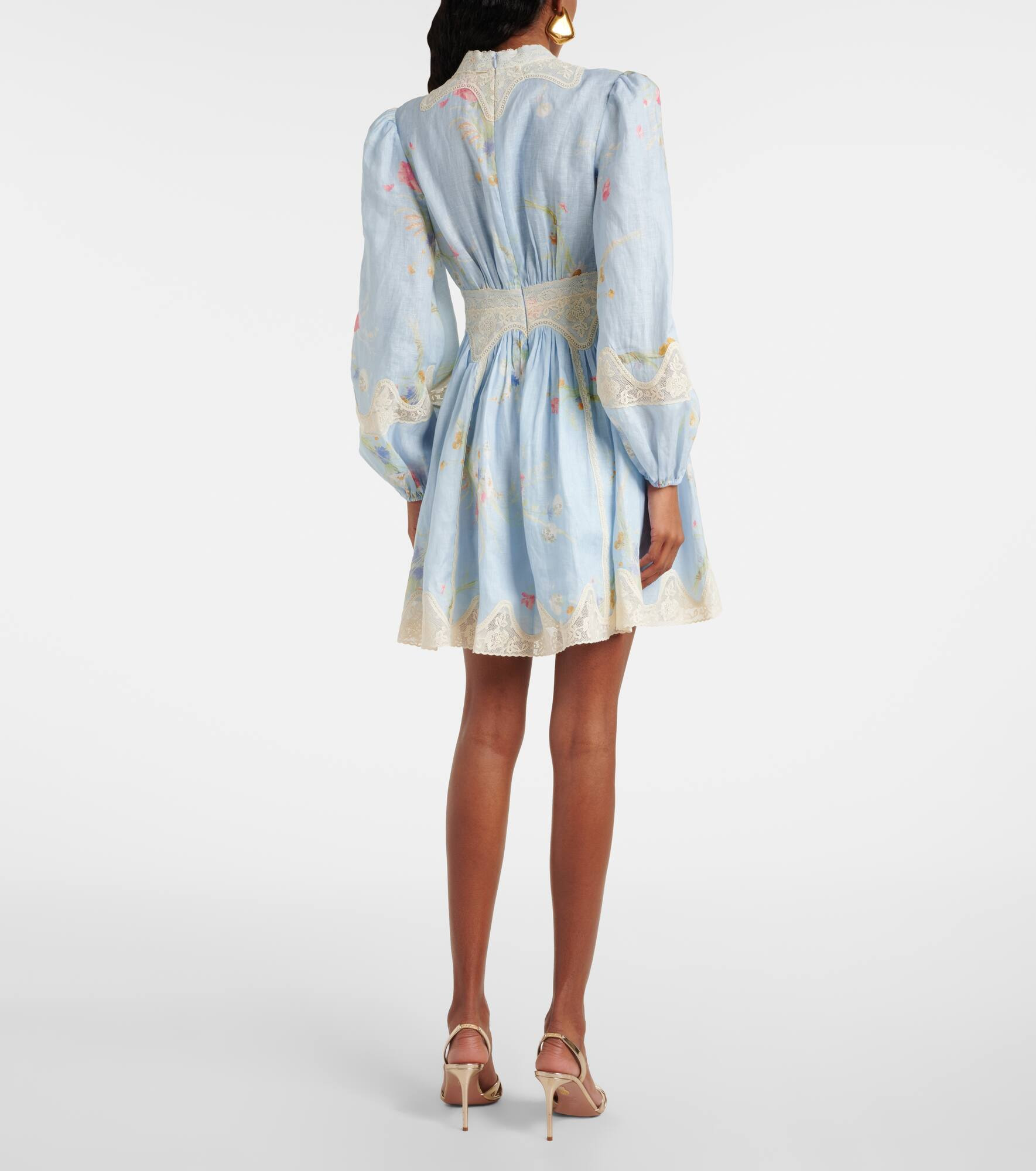 Lucky Lace floral linen minidress - 3