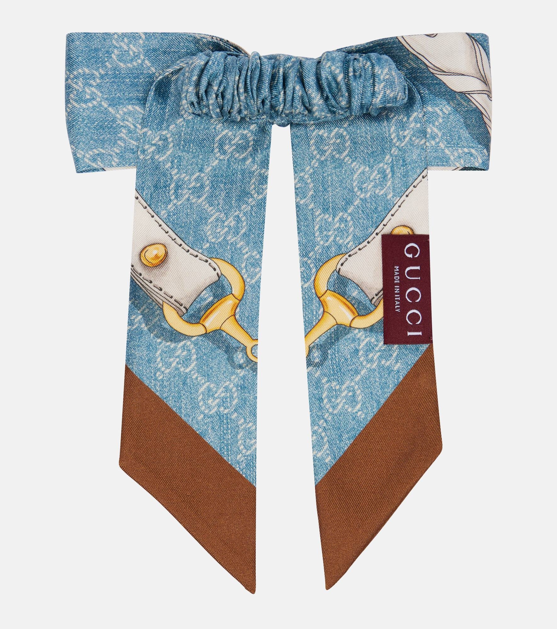 Horsebit printed silk twill scrunchie - 3