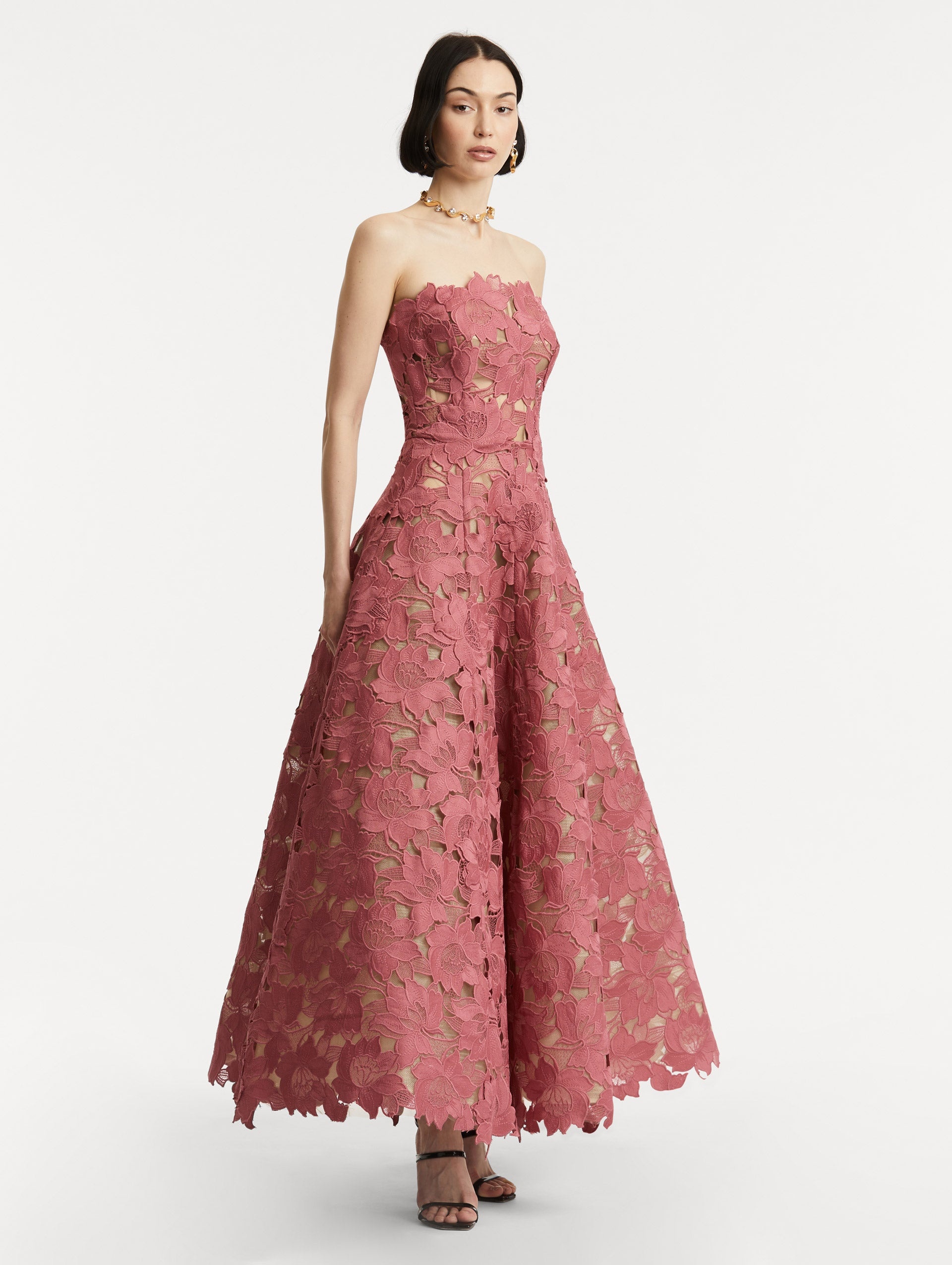 PEONY GUIPURE TEA LENGTH GOWN - 4