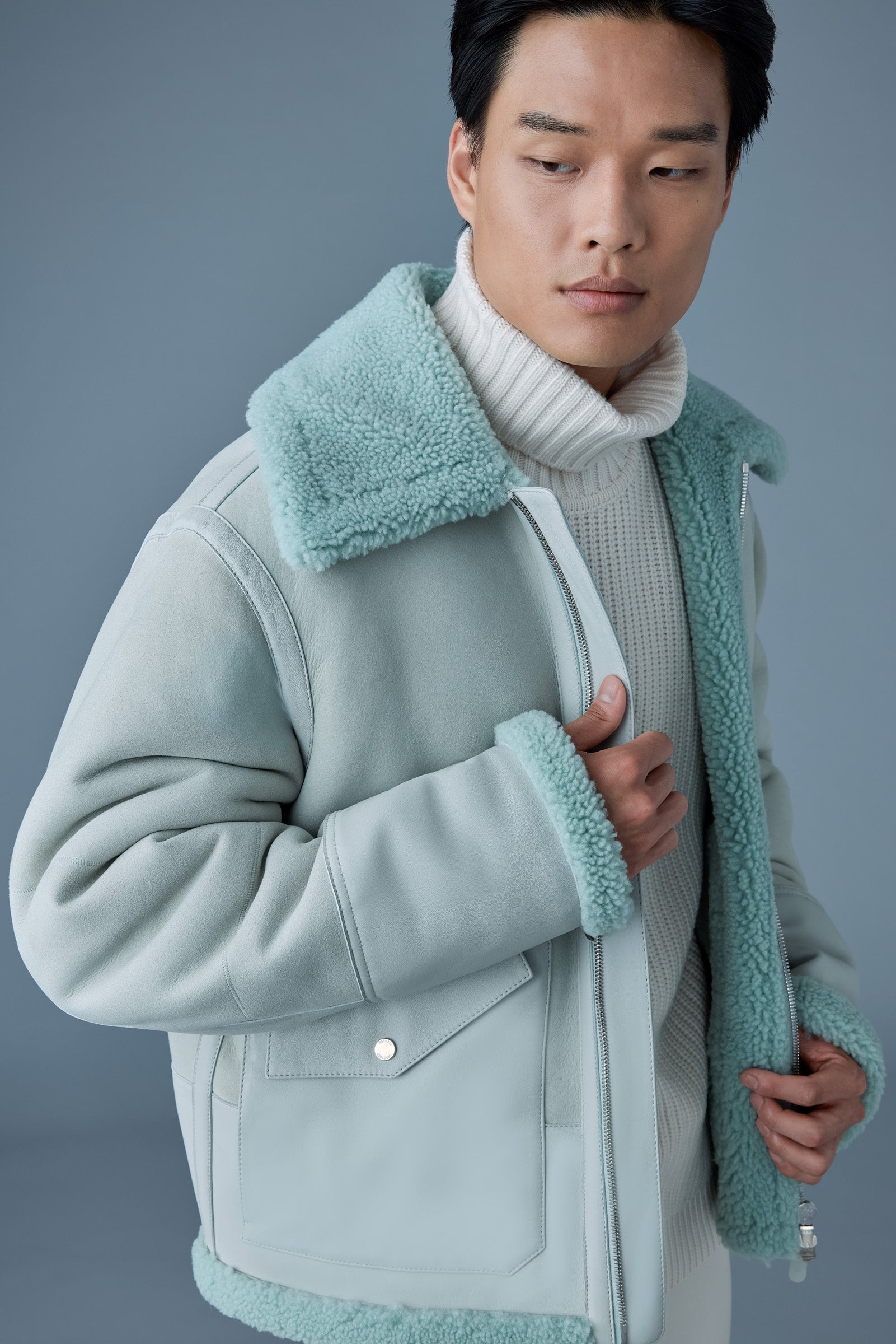 ATLAS-SH Shearling and leather aviator-style jacket - 5