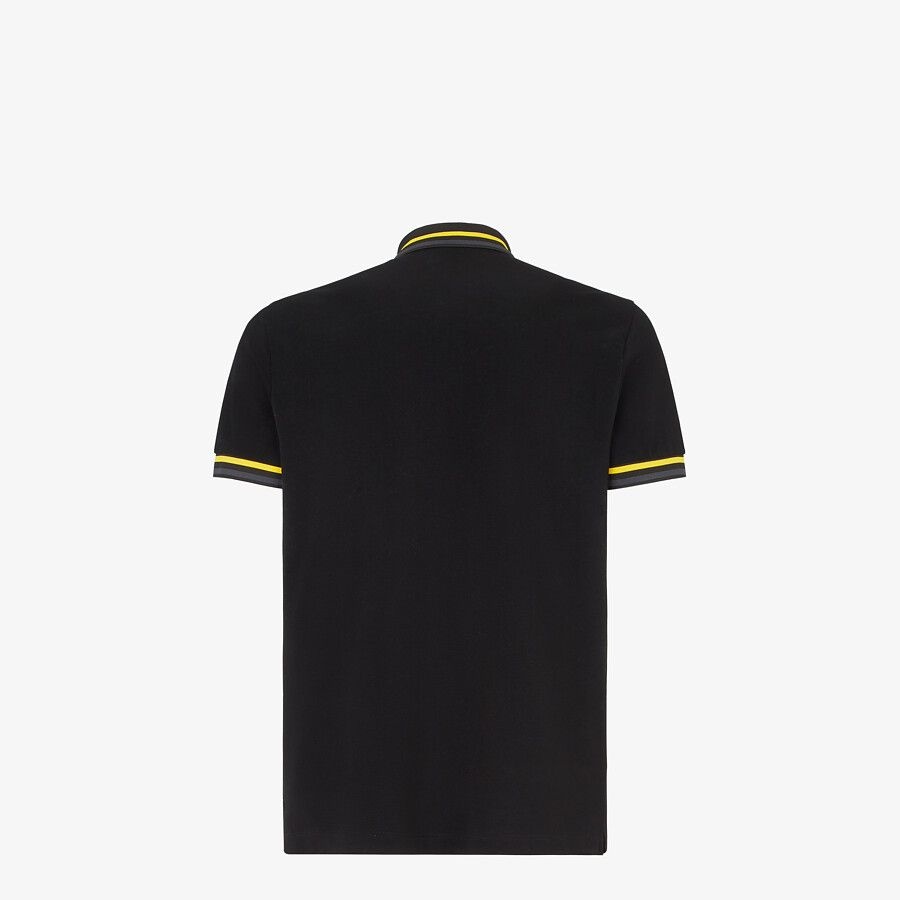 Black cotton polo shirt - 2