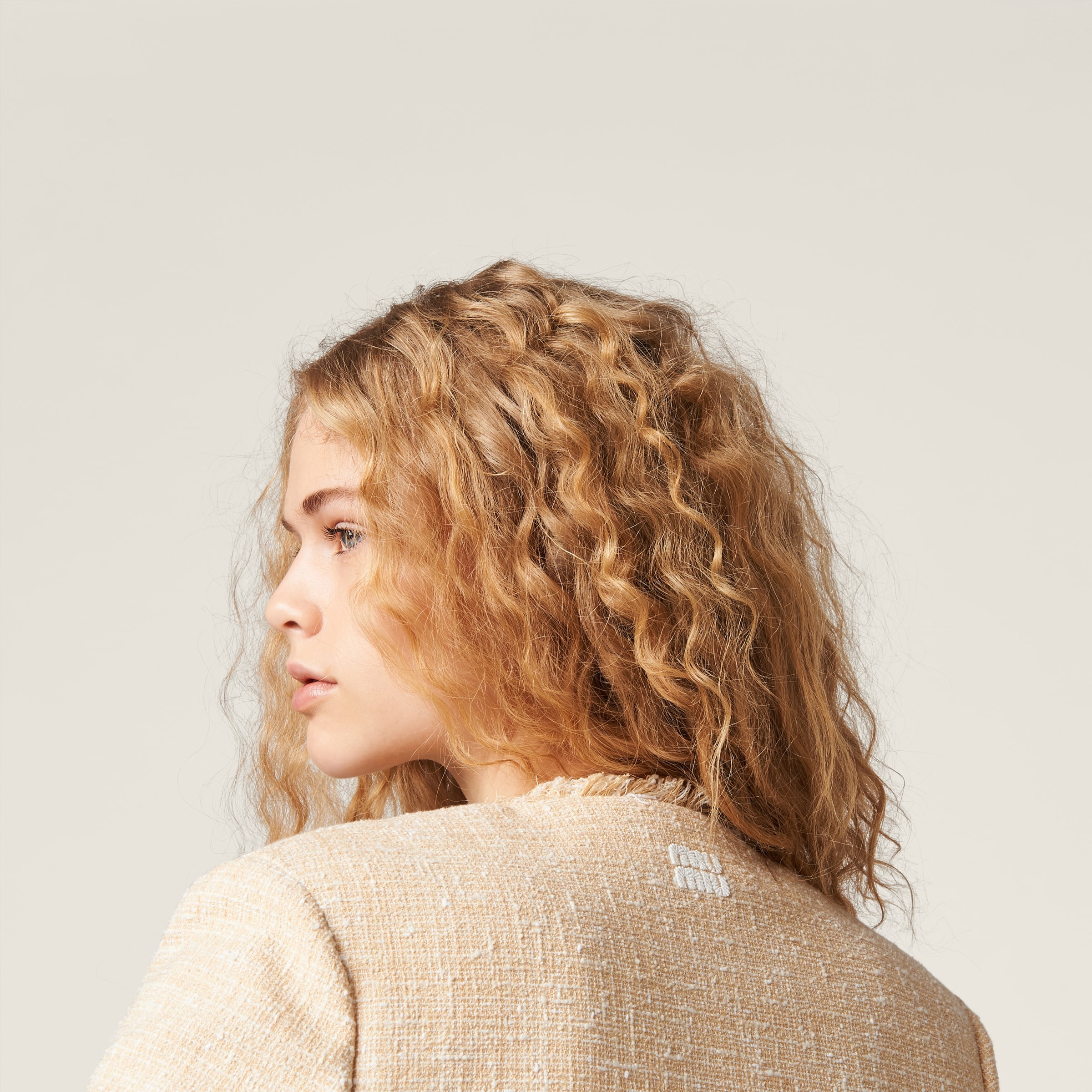 Single-breasted tweed jacket with embroidered logo - 5