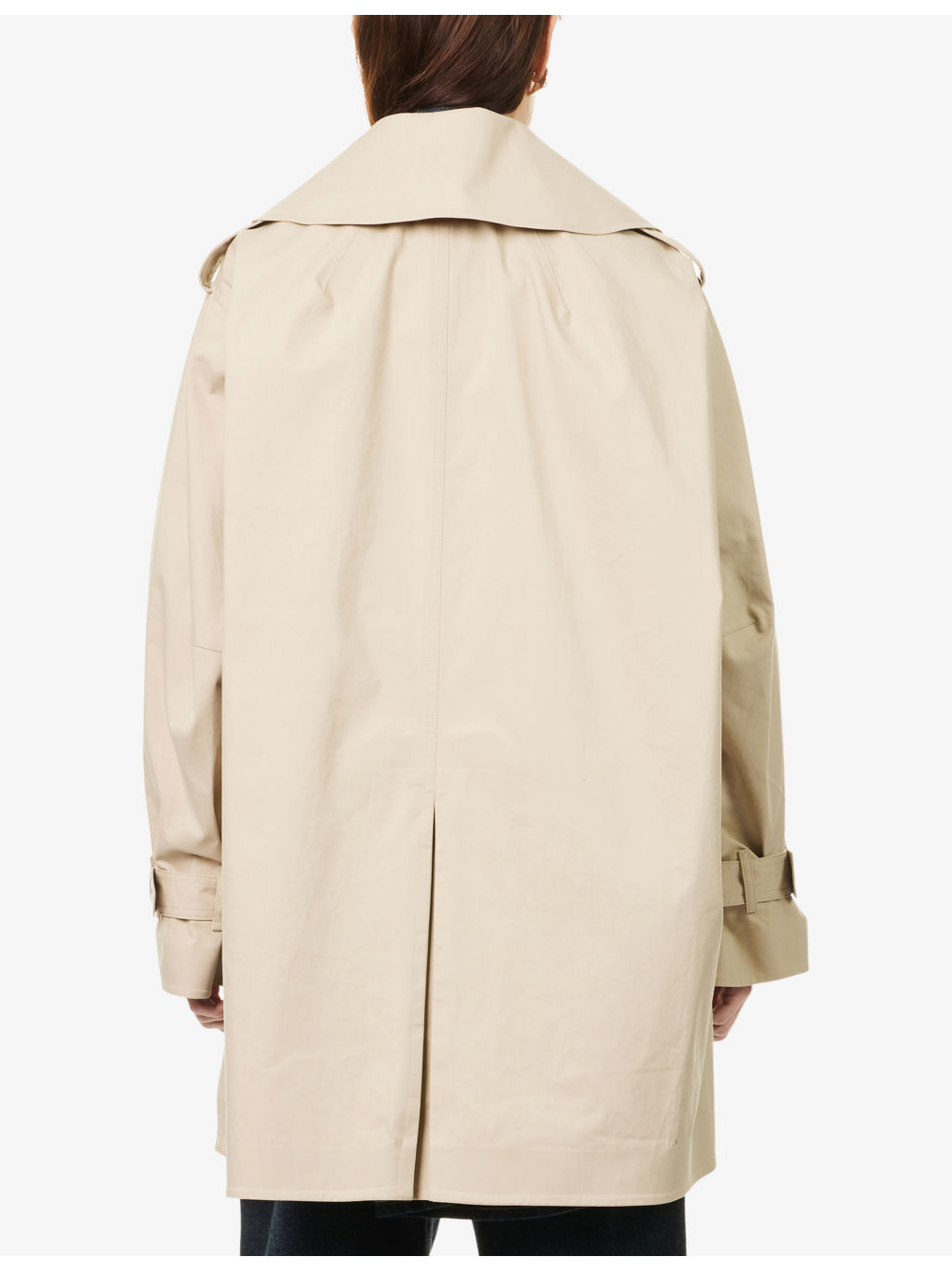 Belted Notch-Lapels Cotton Trench Coat - 4
