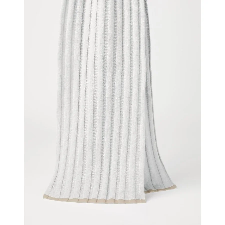 Brunello Cucinelli Men's White Ribbed Wool Scarf - 1