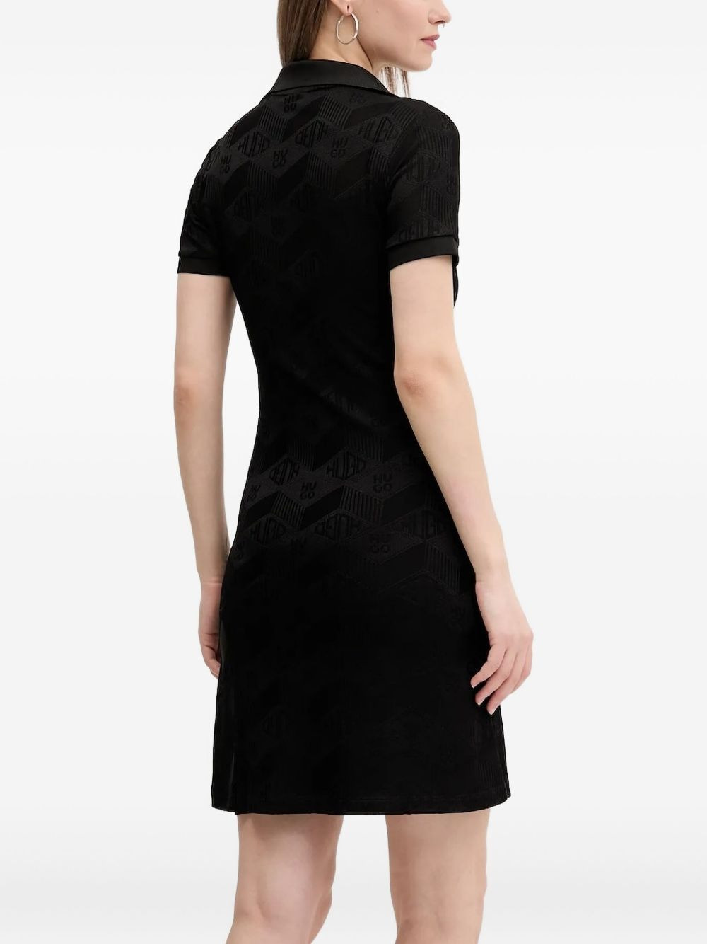 logo-pattern zip-front mini dress - 2