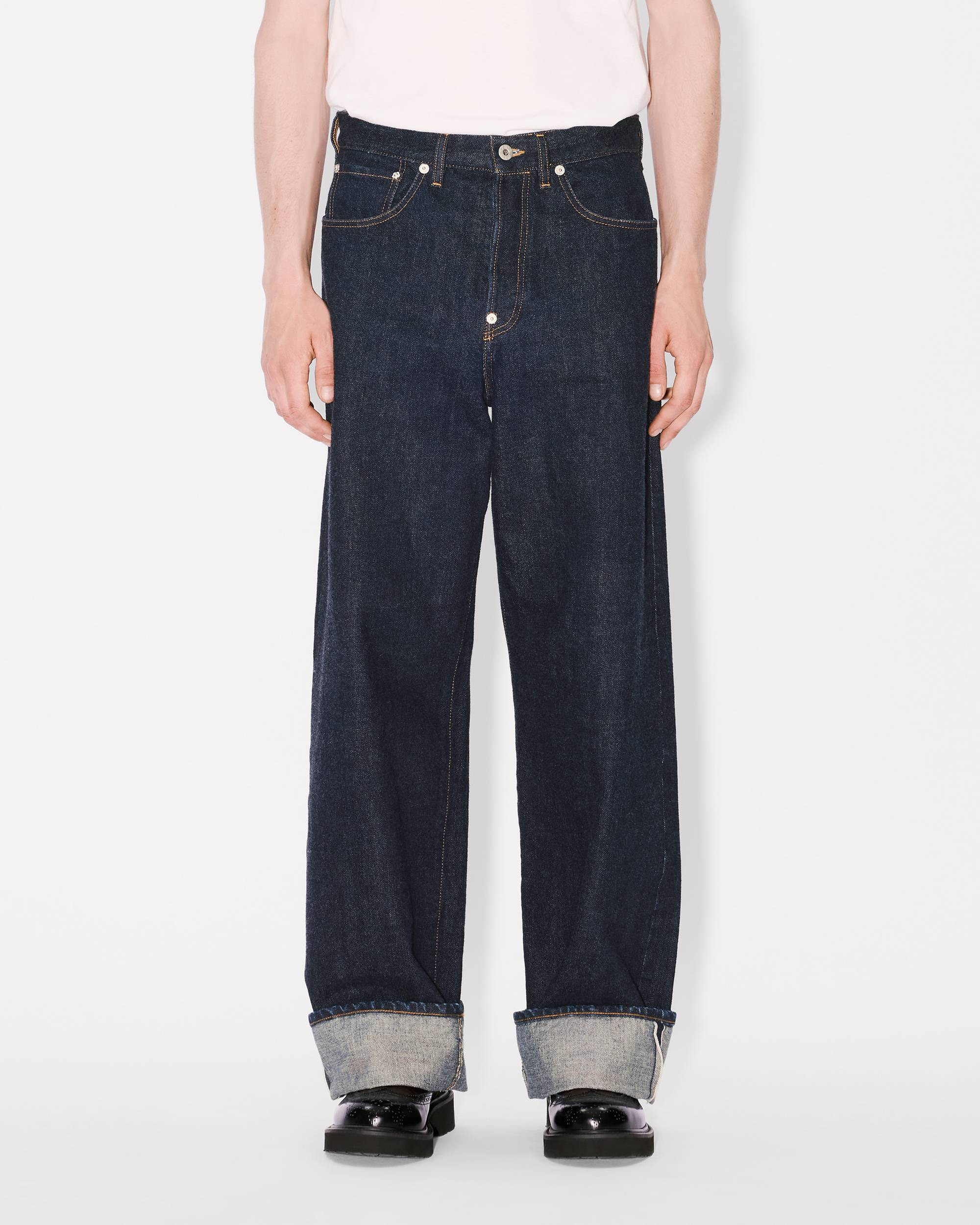 Turn up wide fit jeans in Japanese denim - 5