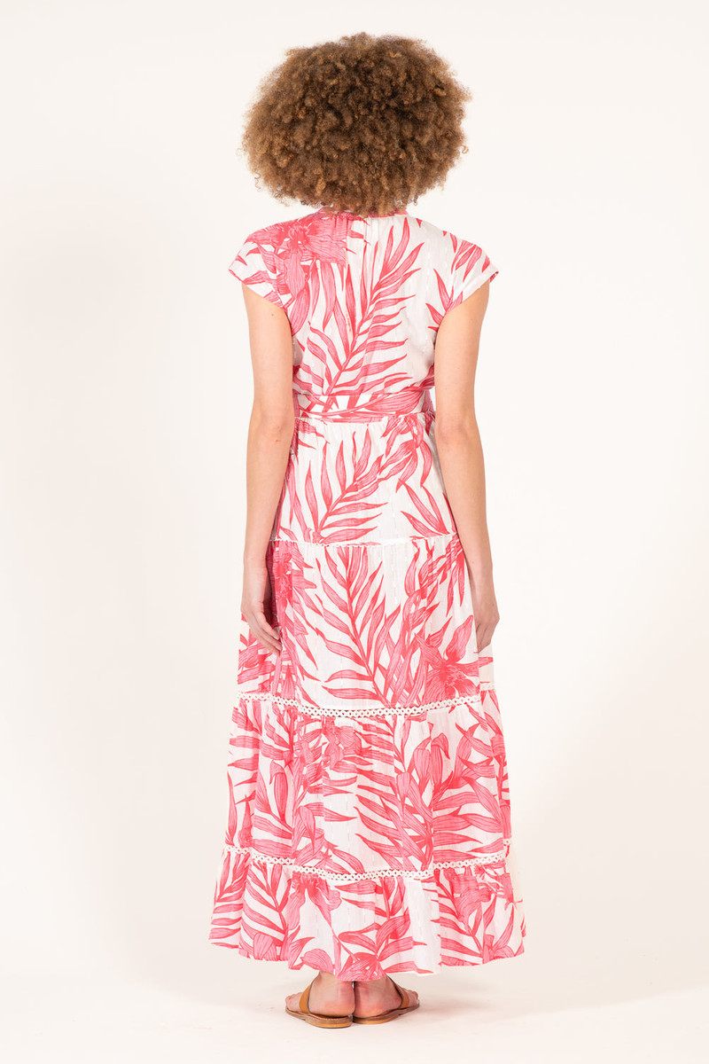 Long Dress Kora - Pink Palm Leaf 5