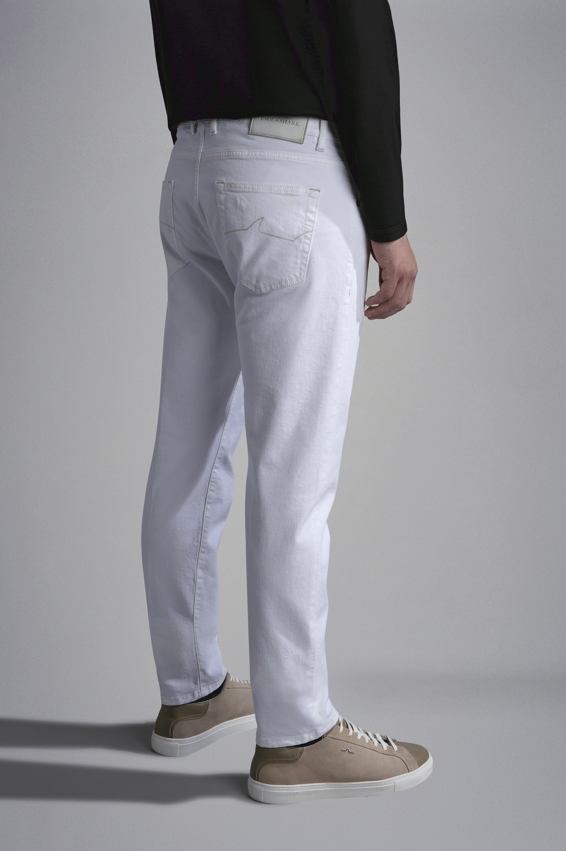 WHITE RIVET STRETCH DENIM JEANS - 3