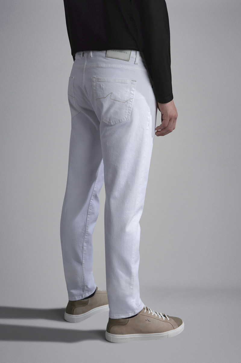 WHITE RIVET STRETCH DENIM JEANS 3