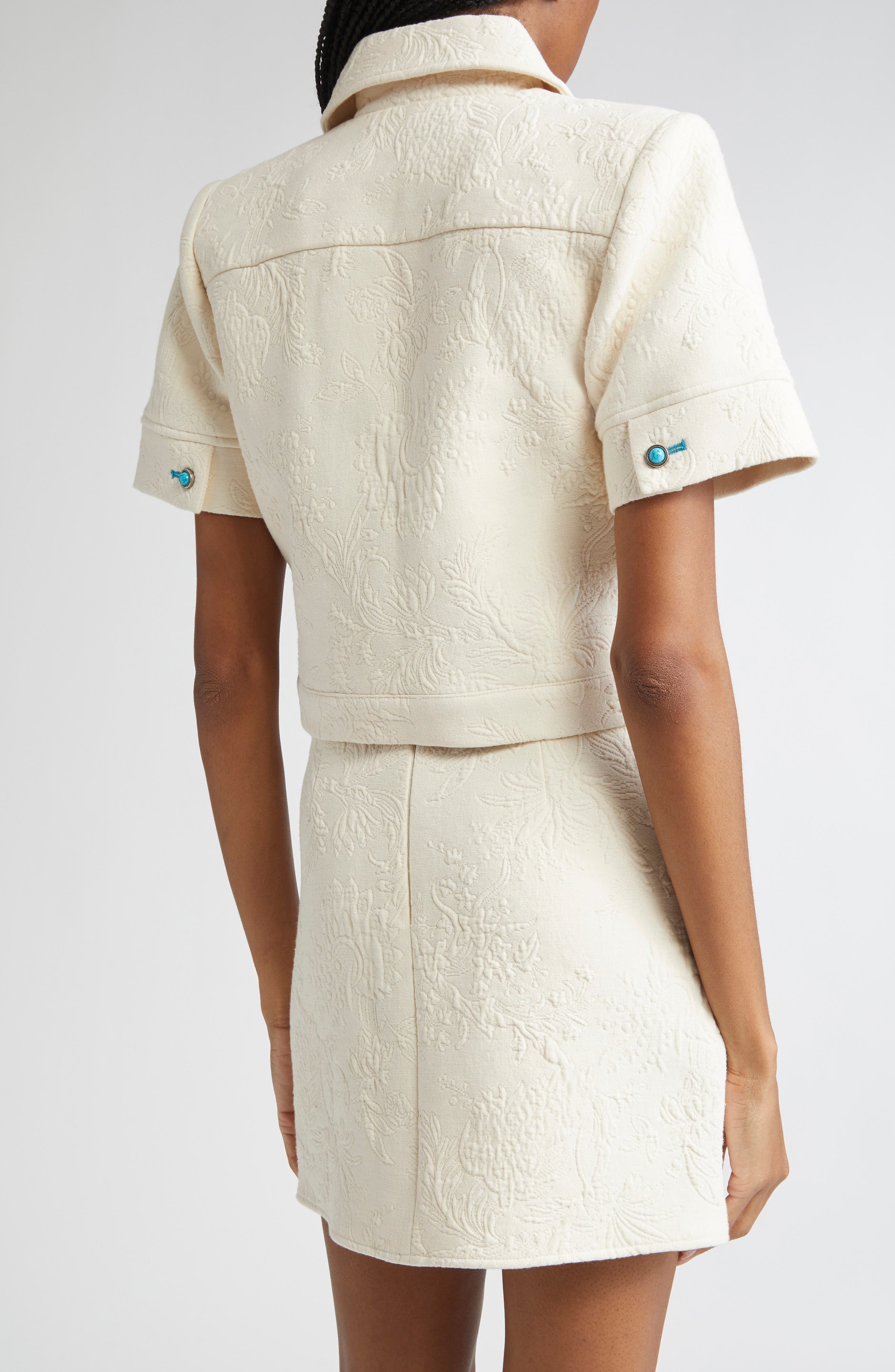 L'AGENCE Chita Crop Short Sleeve Jacket in Ivory at Nordstrom - 3