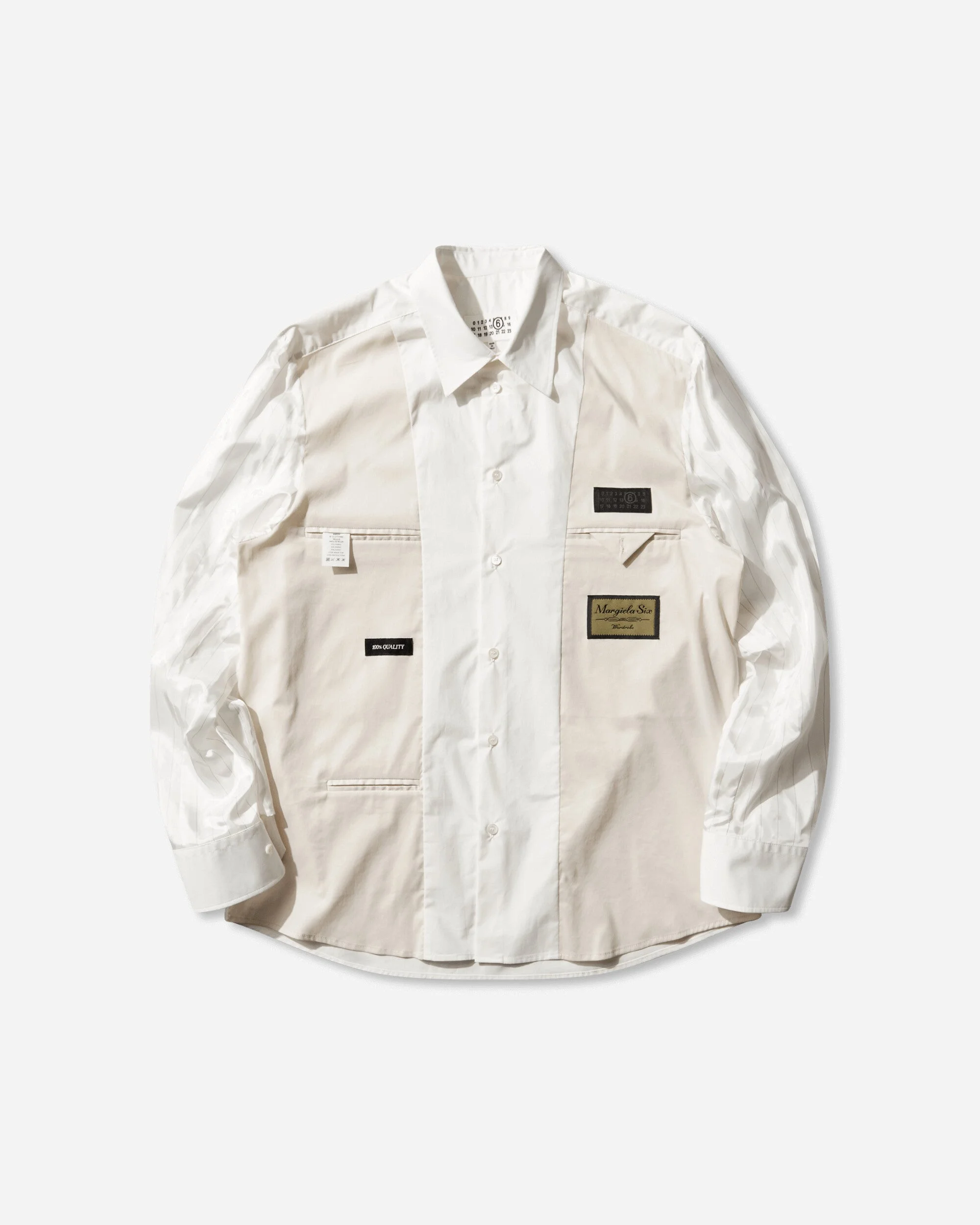 Men's Label Patch Poplin Shirt White - 1