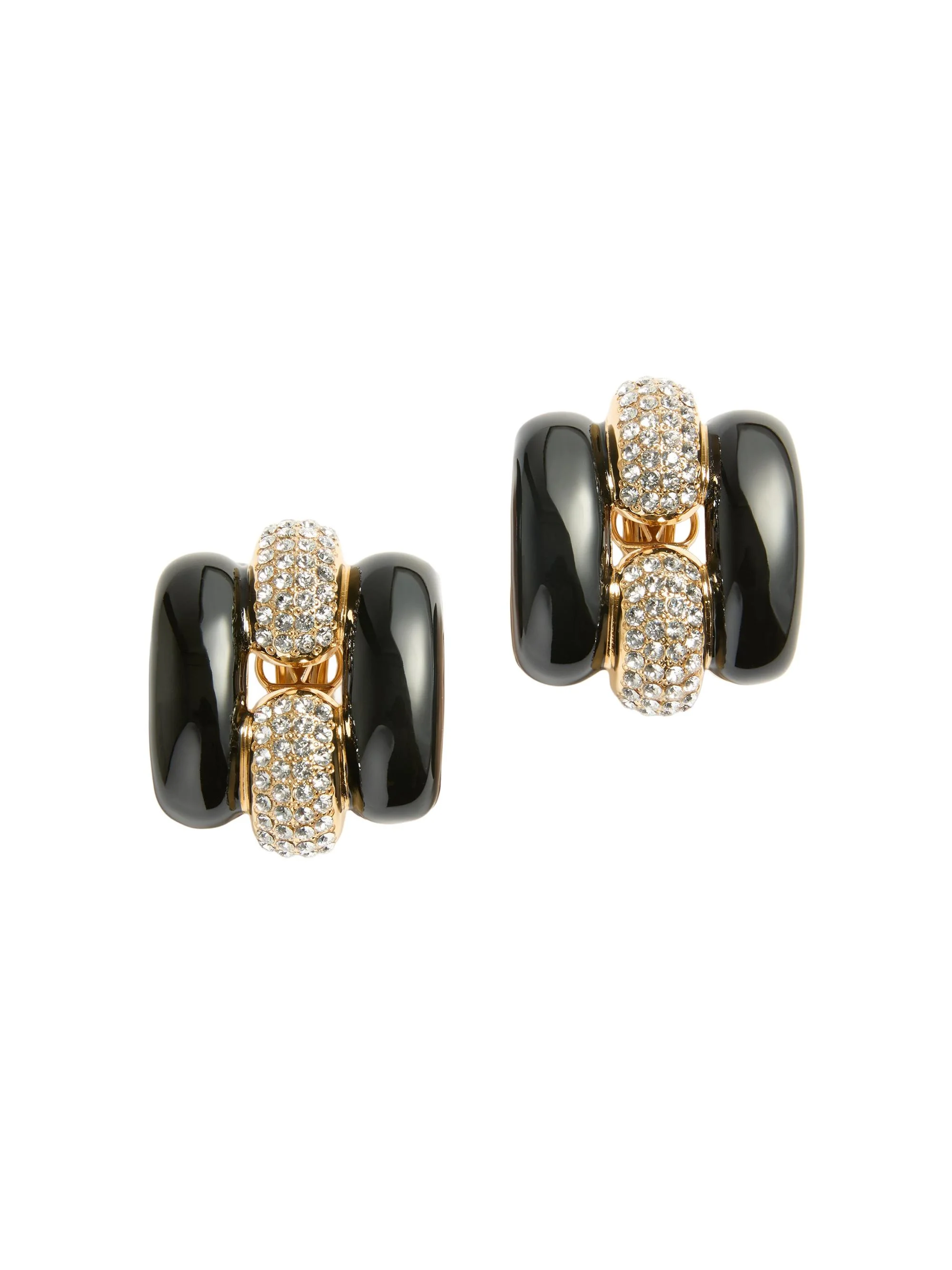 Women's Pas Plus Metal, Enamel and Swarovski Crystal Earrings - Black Gold - 1