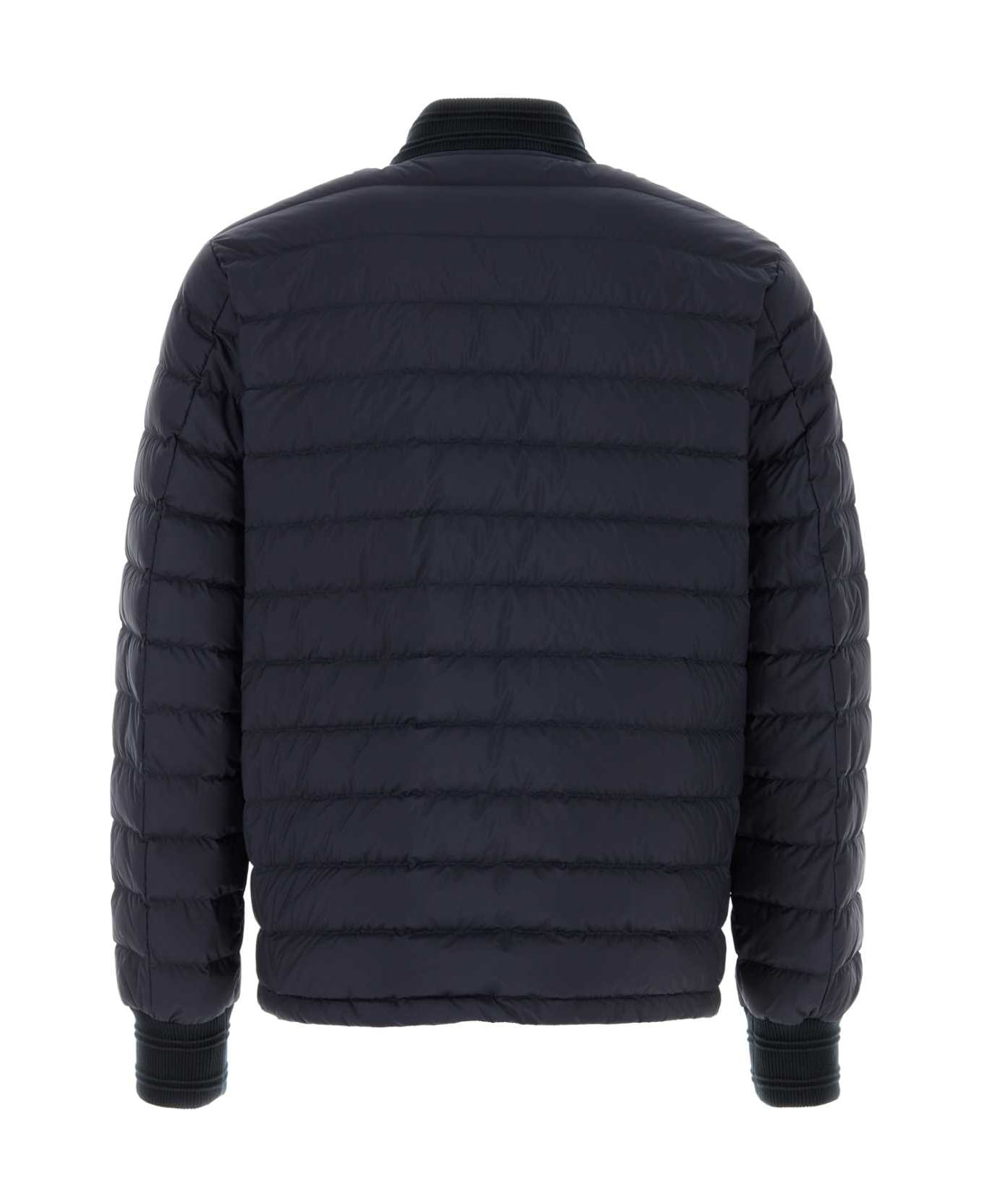 Navy Blue Nylon Down Jacket - 2