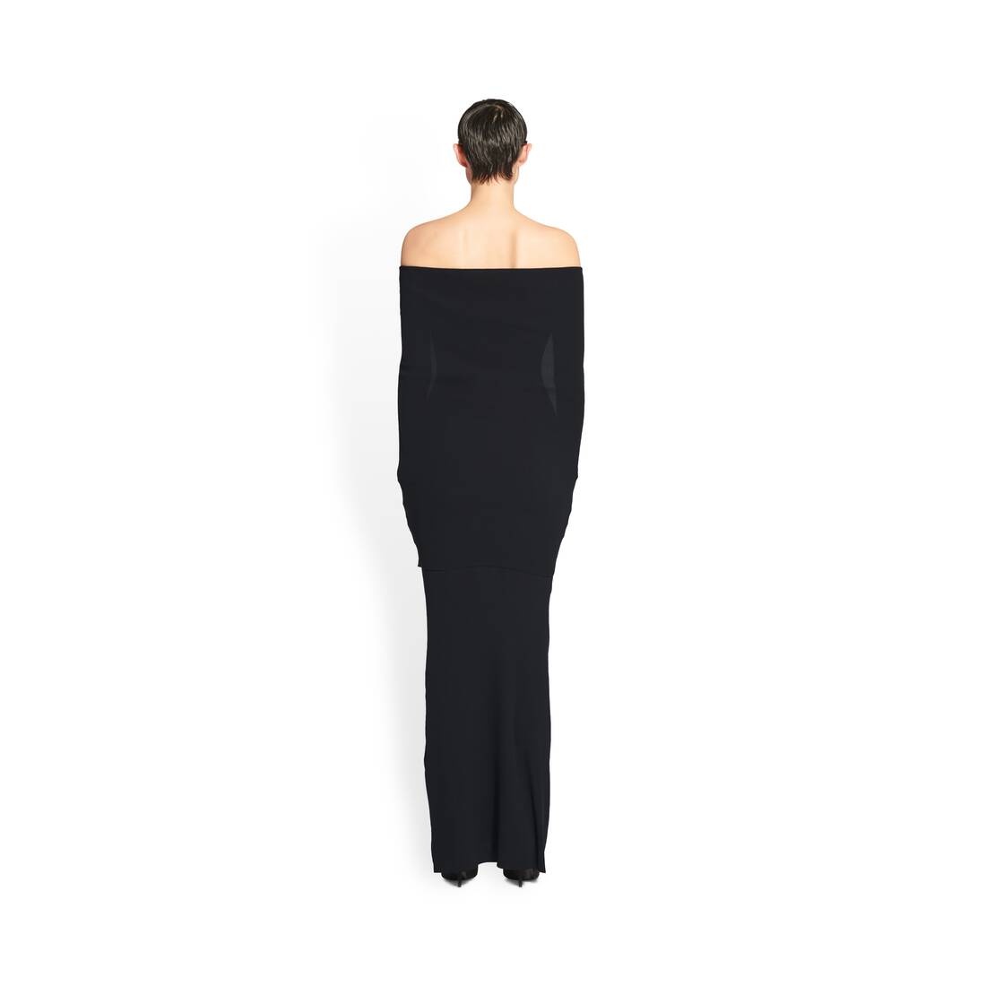 boat collar double layer dress - 4