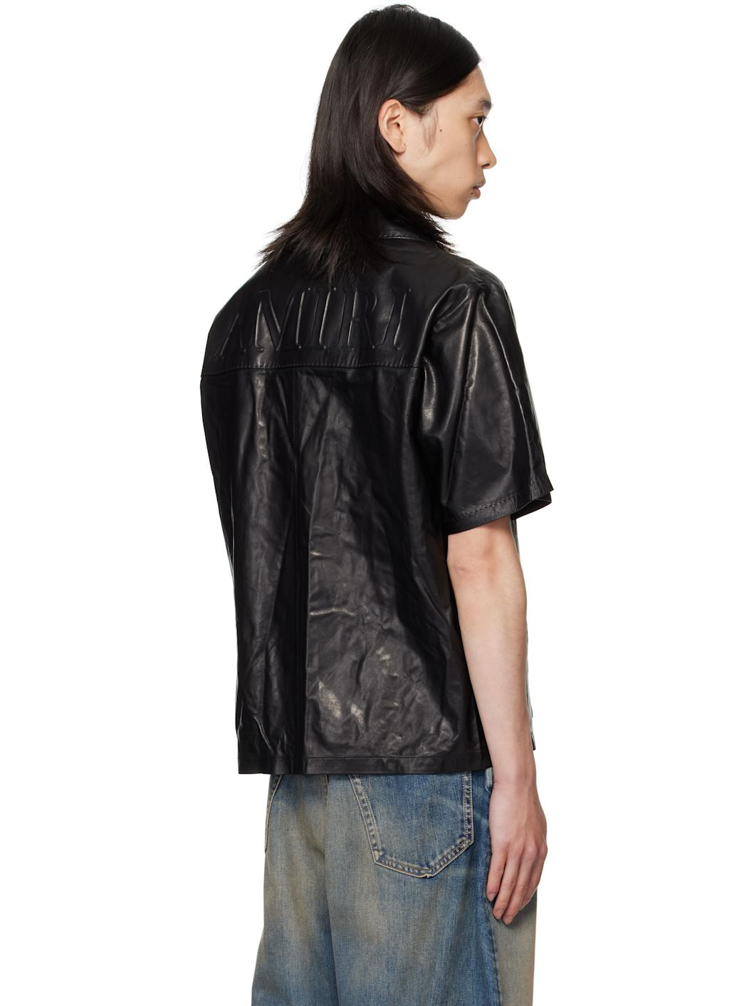 Black Lightweight Camp Leather Shirt - 3