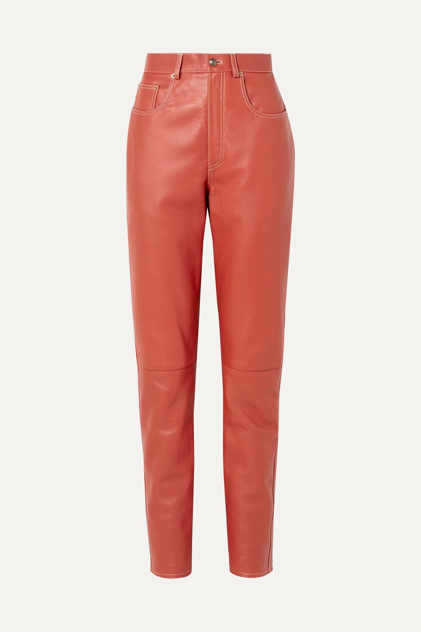 Leather straight-leg pants - 1