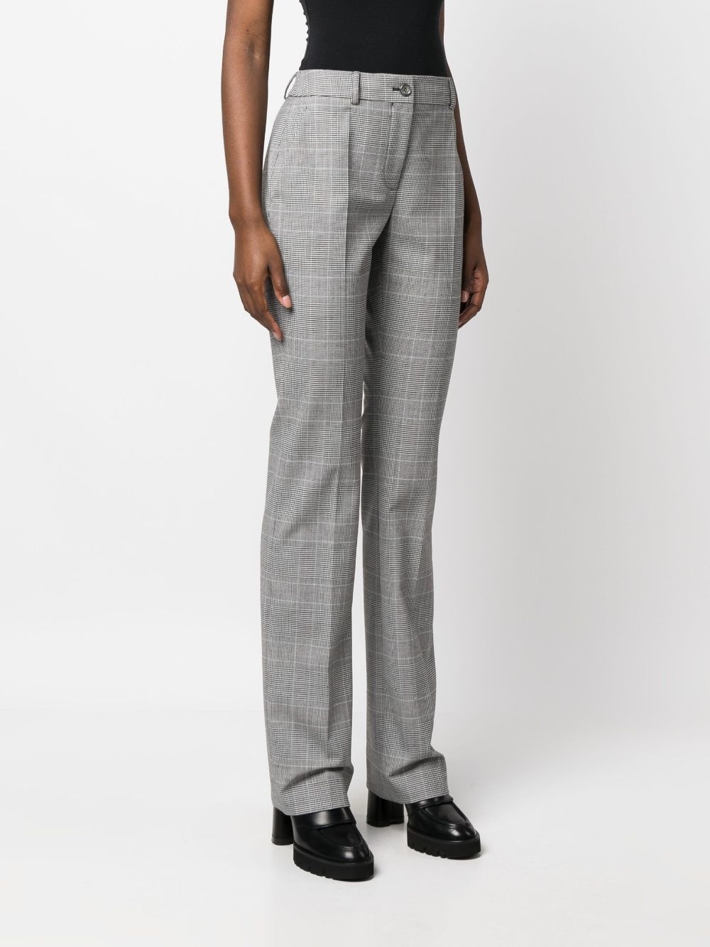 checked straight-leg trousers - 3