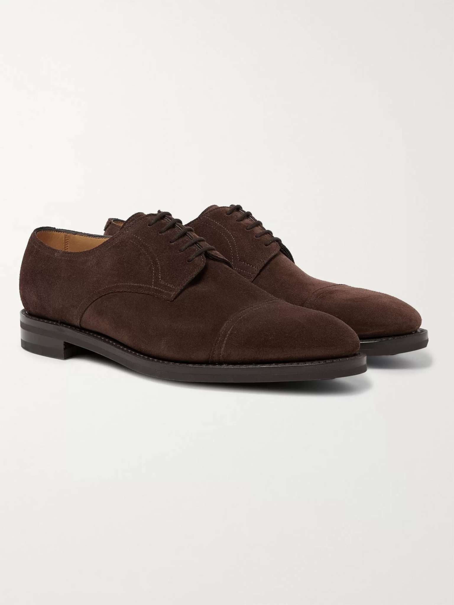 Cap-Toe Suede Derby Shoes - 4