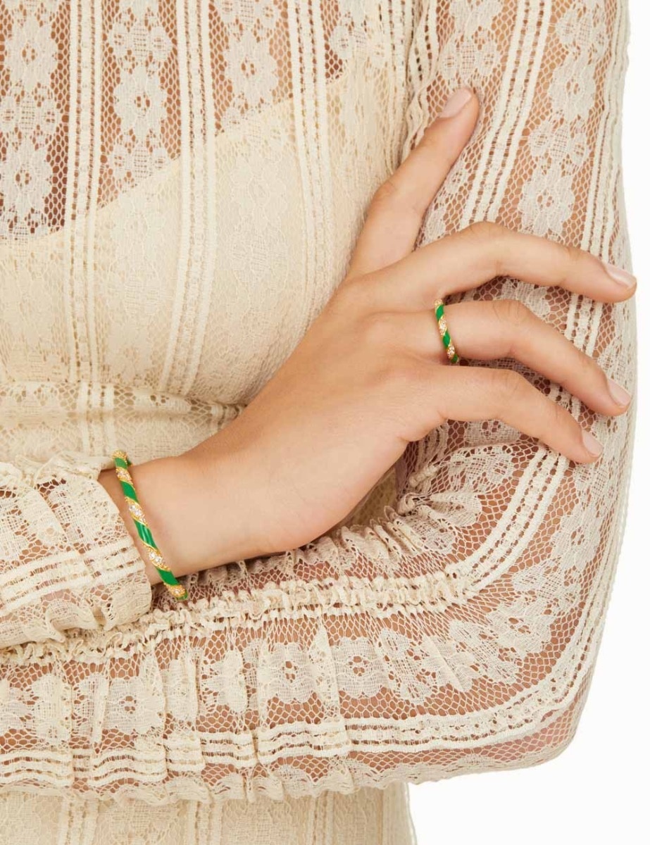 CANDY STRIPE PAVE RING - 2