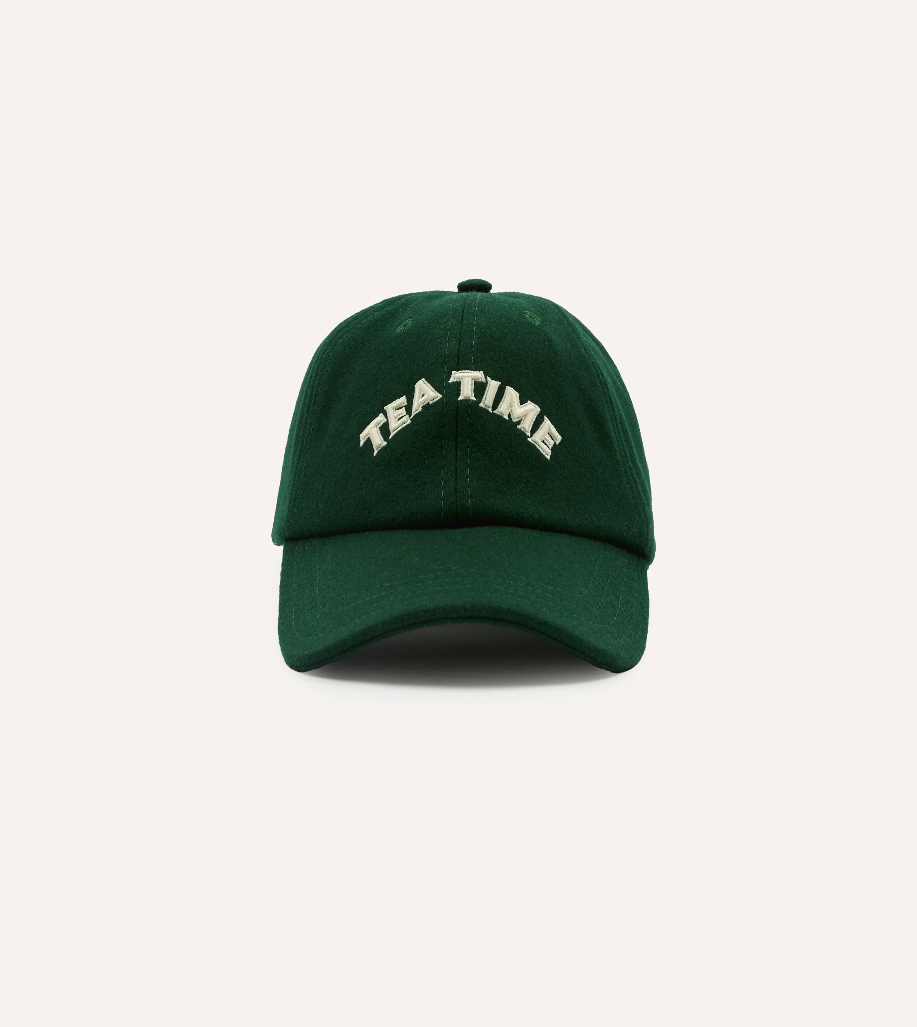 Green 'Tea Time' Wool Baseball Cap - 1