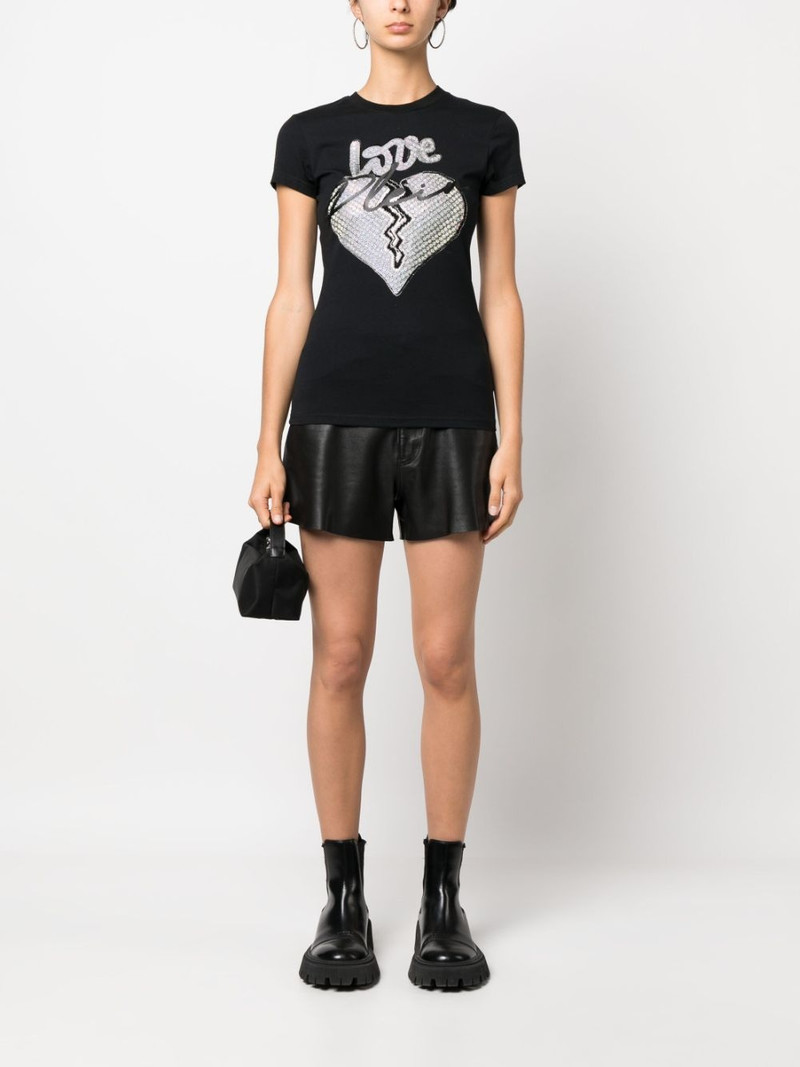PHILIPP PLEIN heart-motif rhinestone-embellished T-shirt outlook