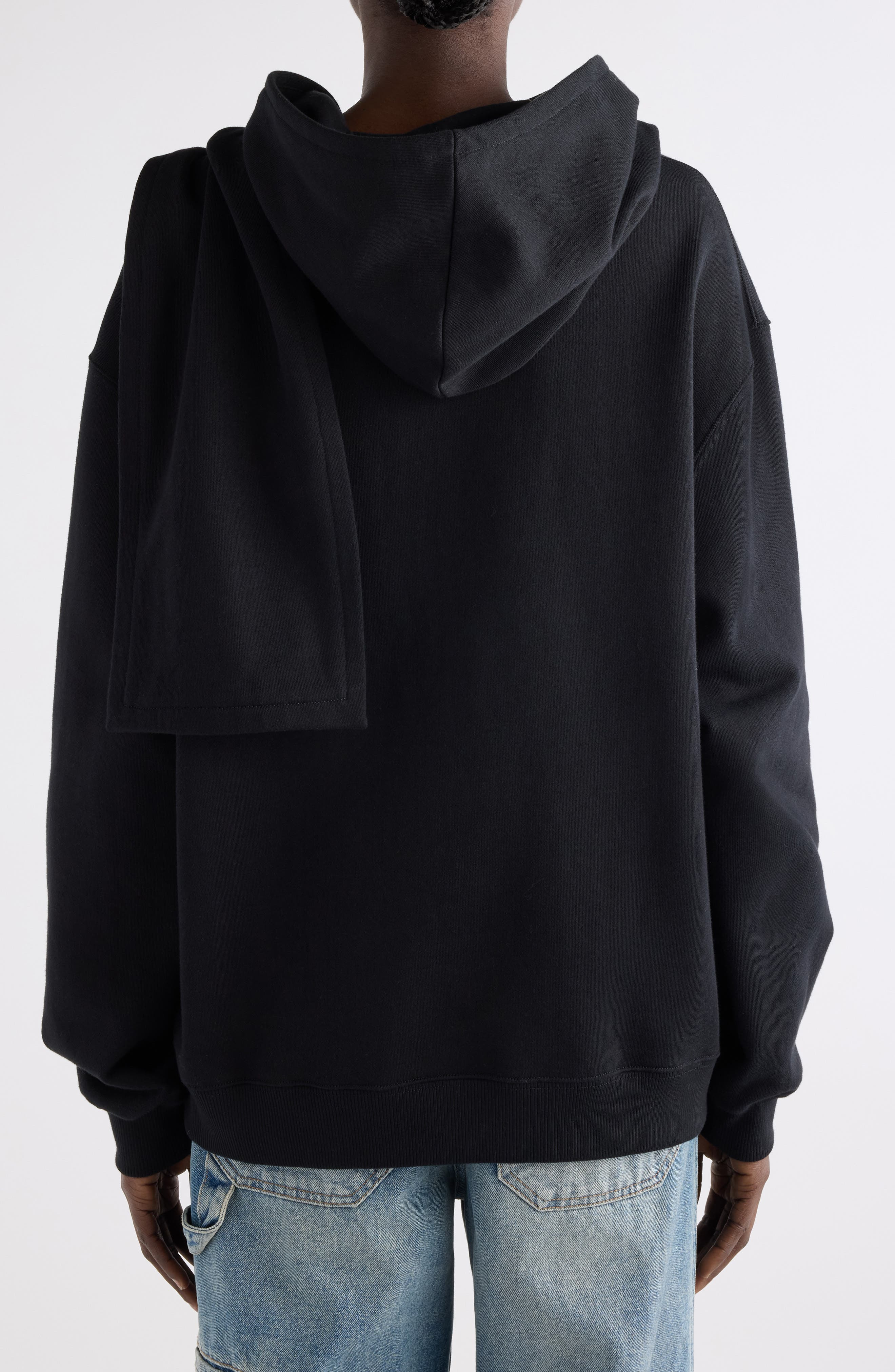 Courrèges Scarf Detail Hoodie in Black at Nordstrom - 4