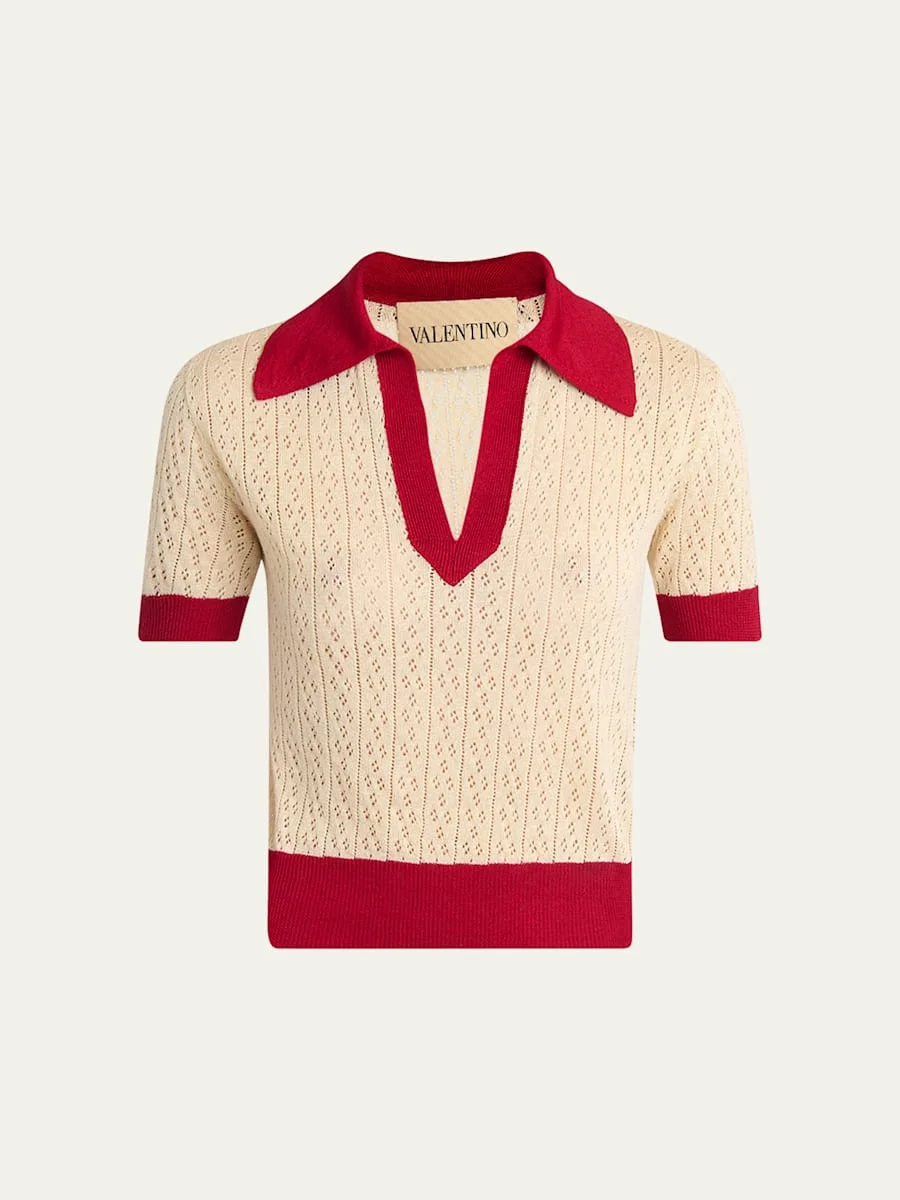 Pointelle Linen-Viscose Sweater - 1