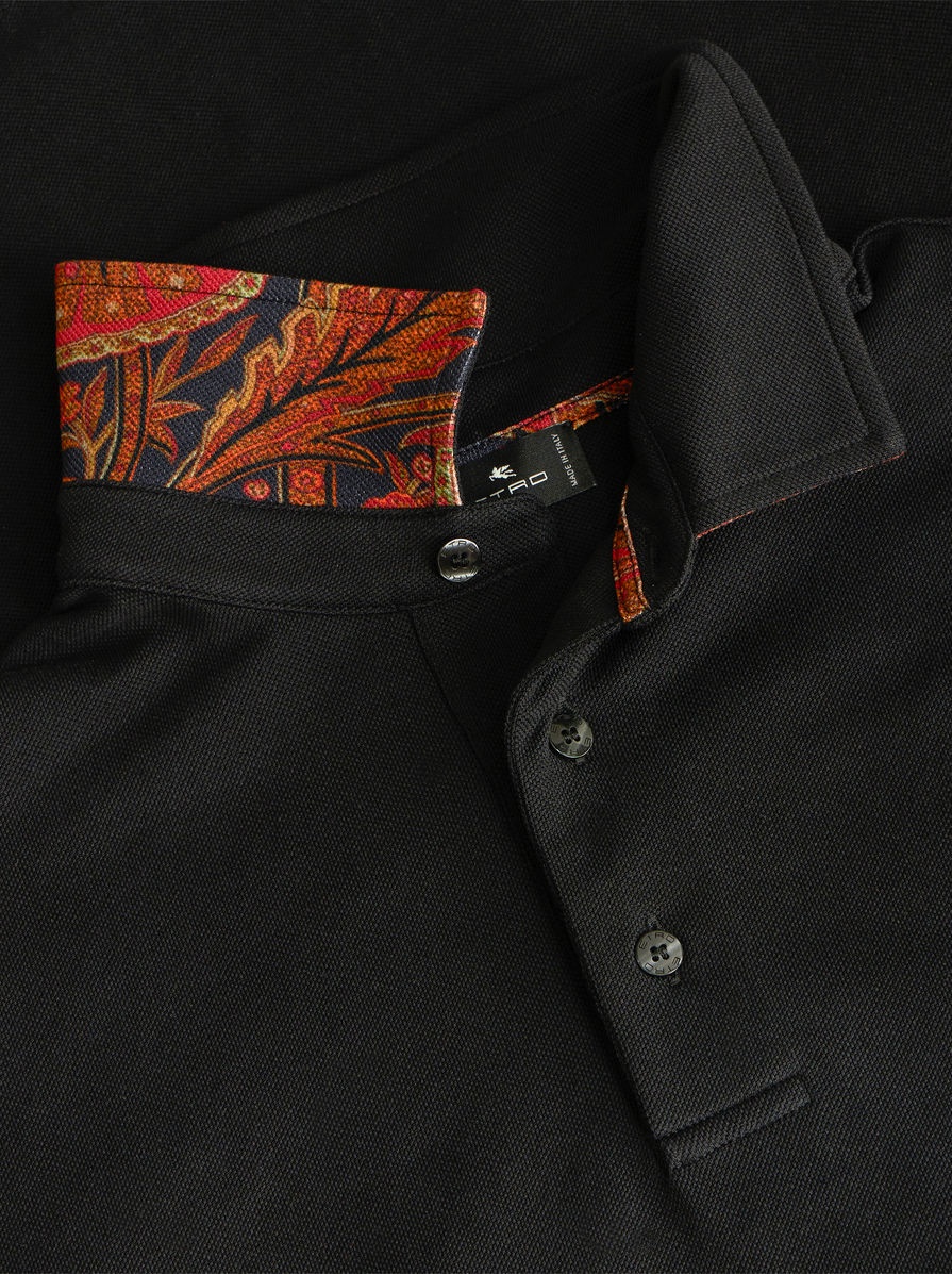 POLO SHIRT WITH LOGO AND PAISLEY UNDERCOLLAR - 6