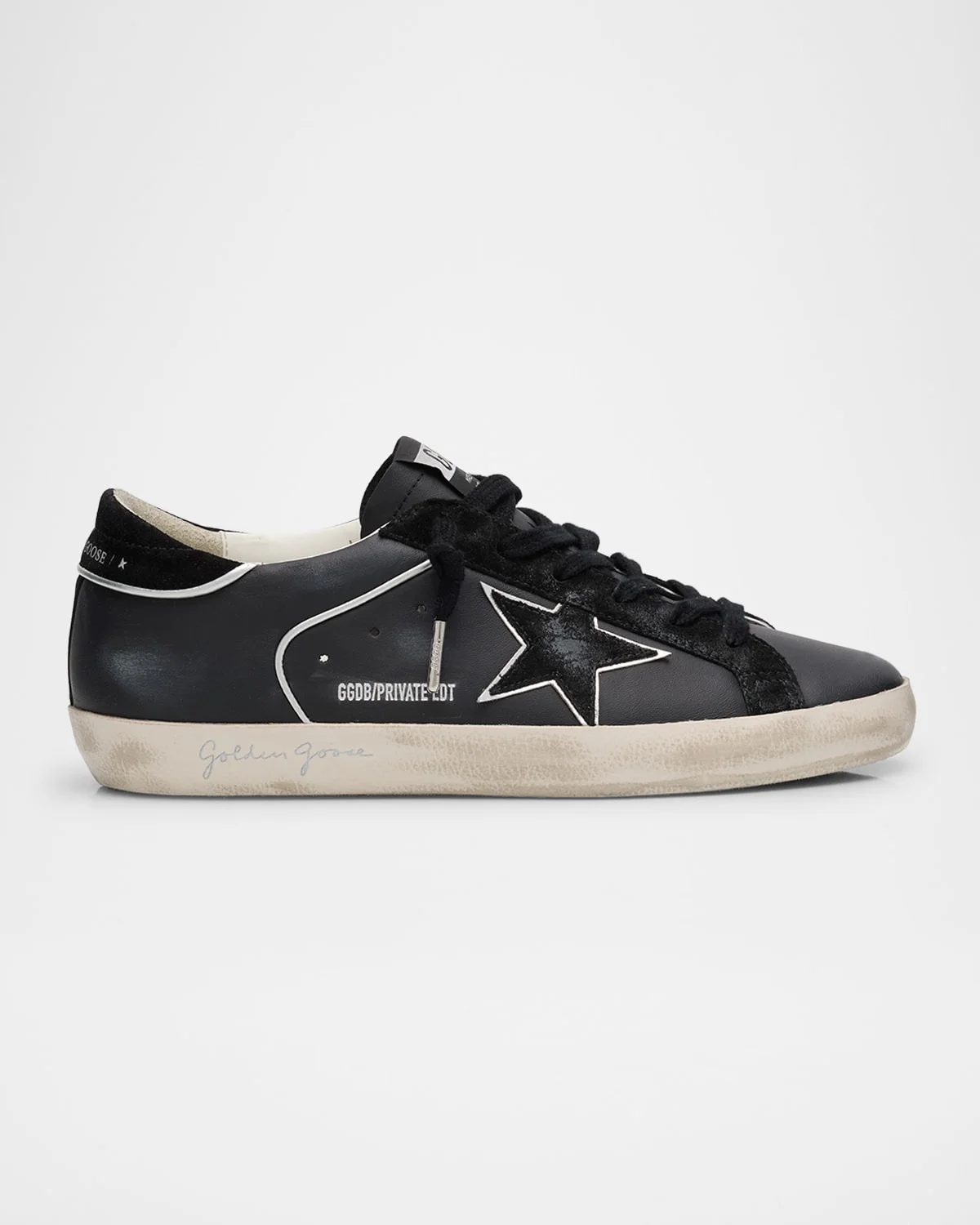 Super-Star Mixed Leather Low-Top Sneakers with Metallic Piping - 1