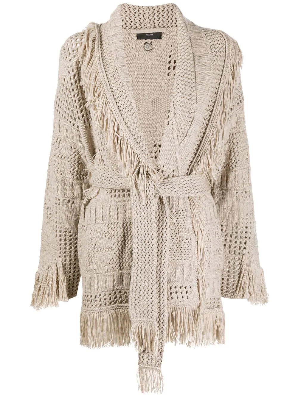 virgin wool tassel knit wrap cardigan - 1