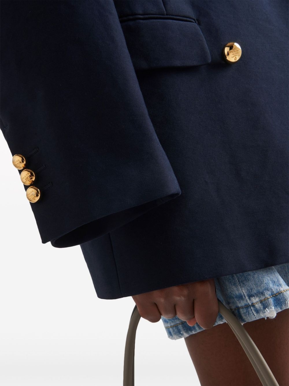 double-breasted cotton blazer - 5