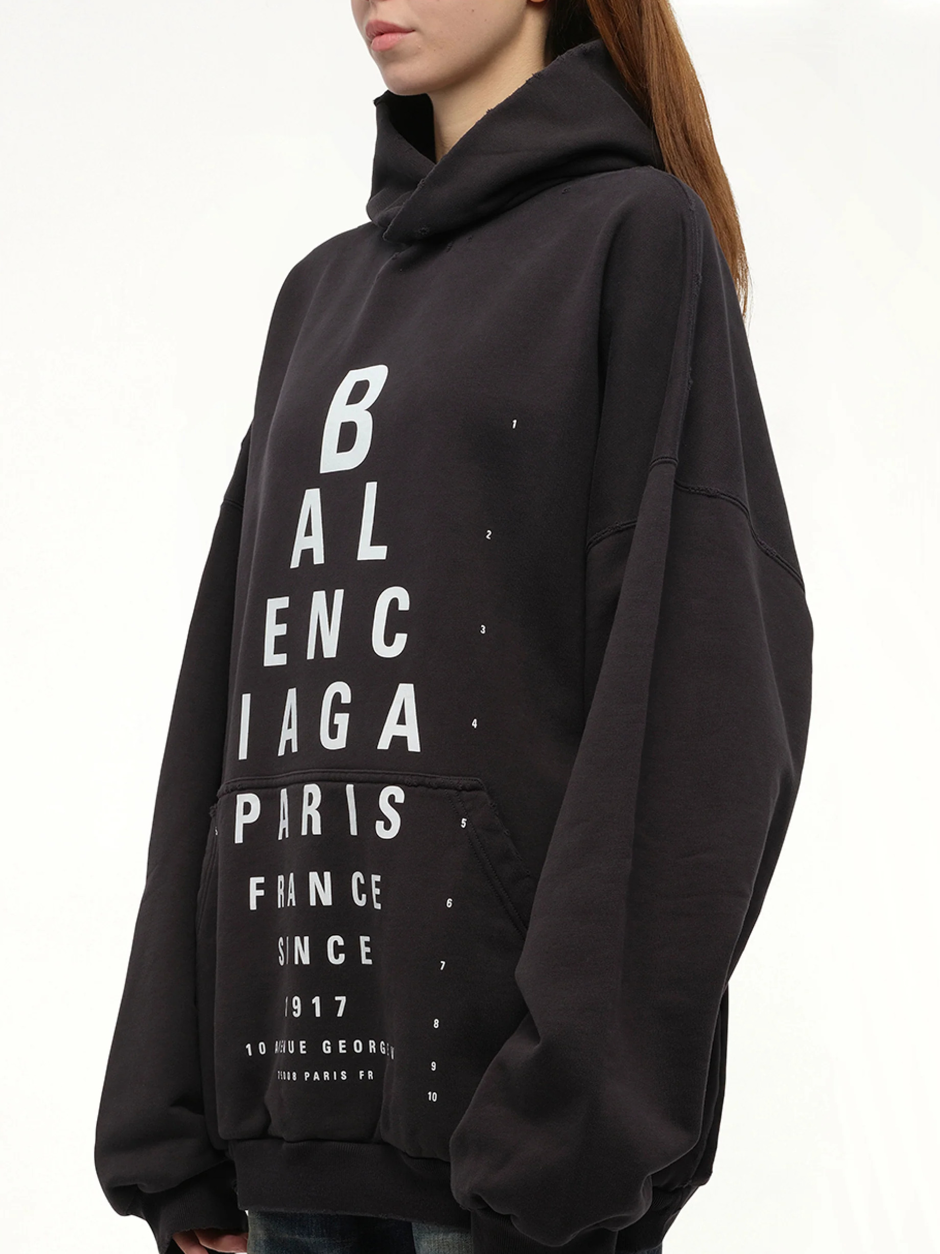 Eye-Test Large Fit Hoodie in Washed Black/White - 5