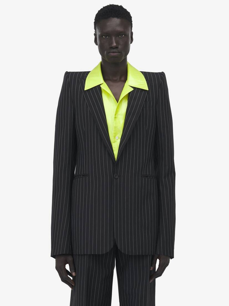 Alexander McQueen Pinstripe Stacked Shoulder Jacket outlook