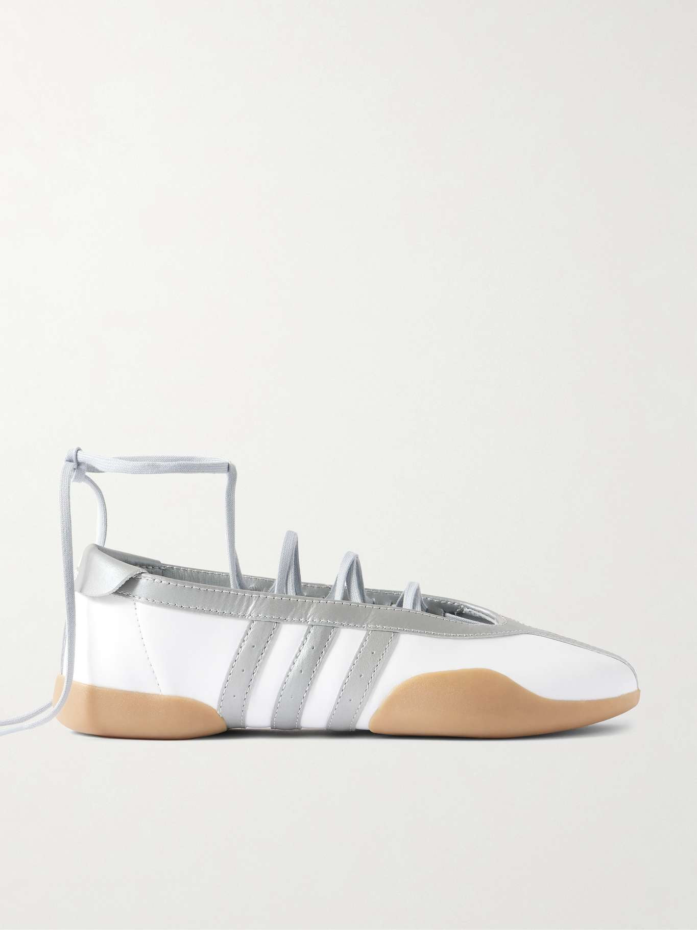 Taekwondo Mei Ballet metallic leather-trimmed leather sneakers Silver - 1