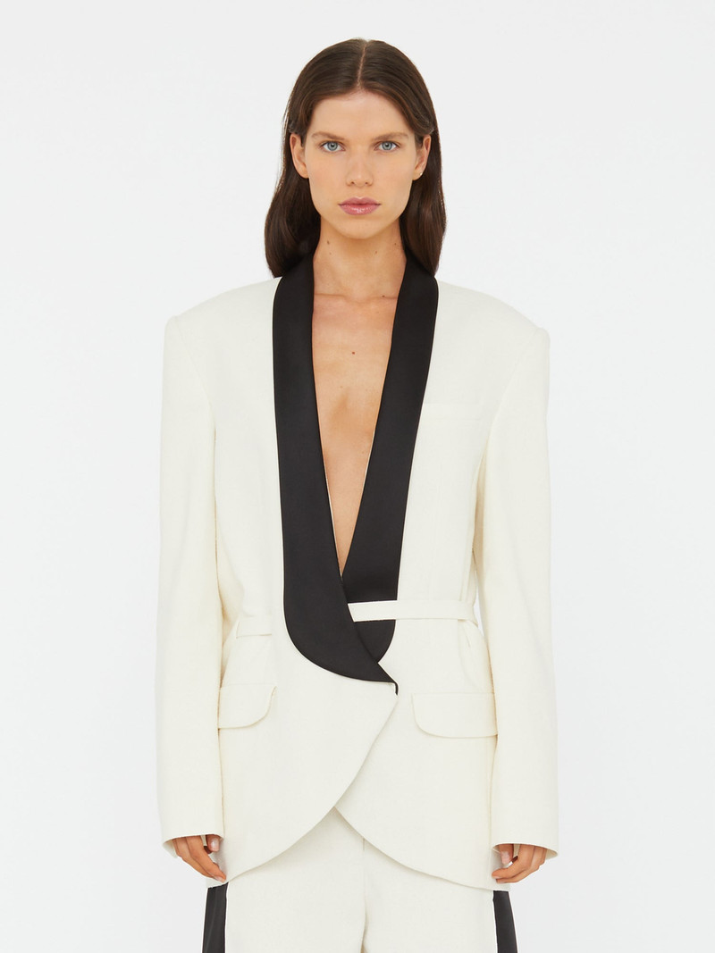 Tuxedo Contrast Silk Blazer 1