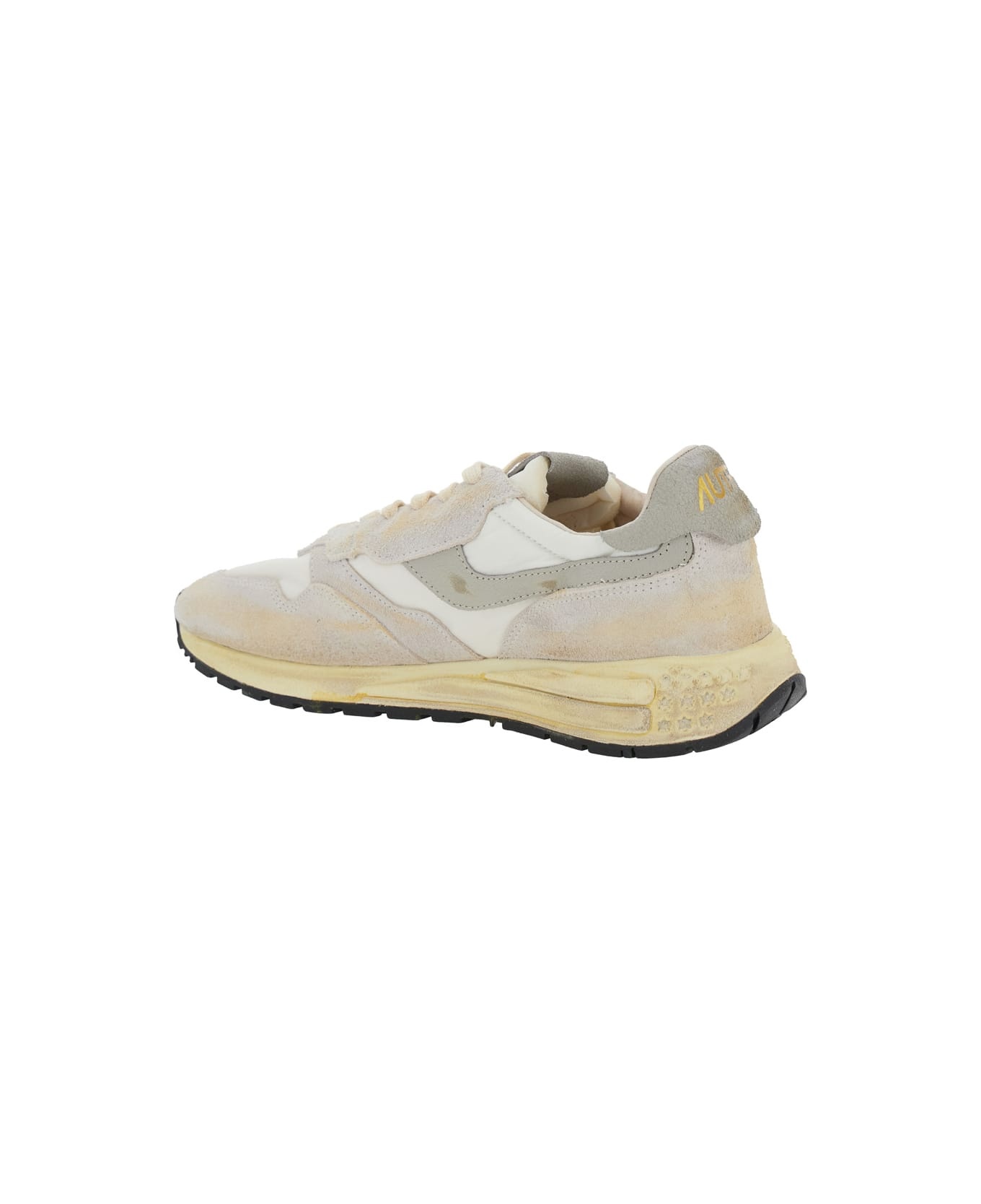 'reel Wind Super Vintage' Beige Low Top Sneakers With Logo Detail And Vintage Effect In Suede Man - 3