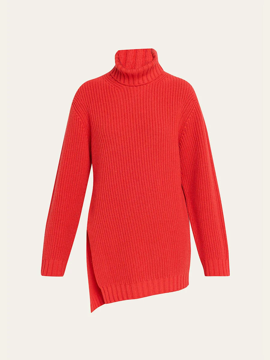 Ribbed Cashmere Turtleneck Sweater - 1
