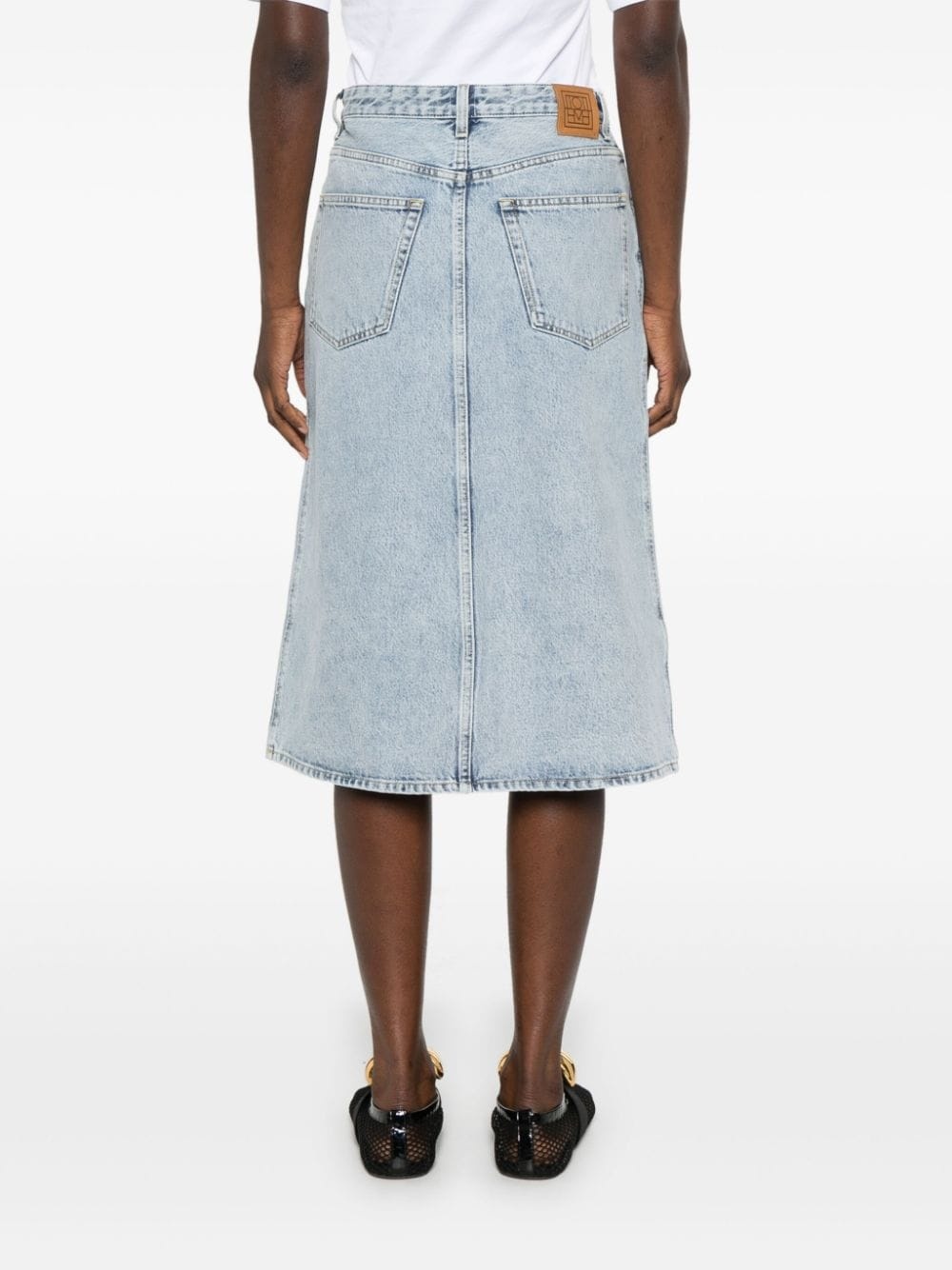 organic cotton denim midi skirt - 4