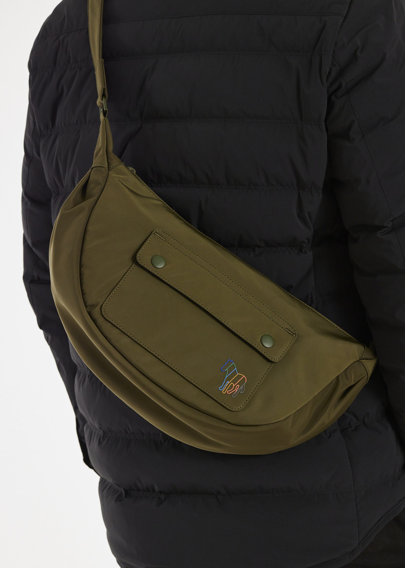 Khaki Zebra 'Crescent' Bag 6