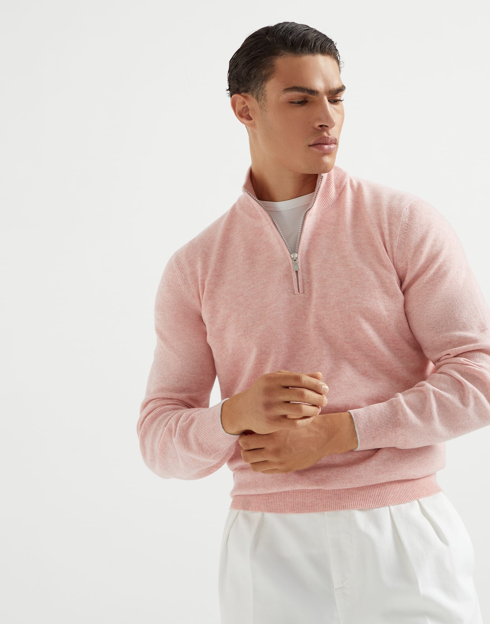 Cashmere turtleneck sweater with half zip - 1