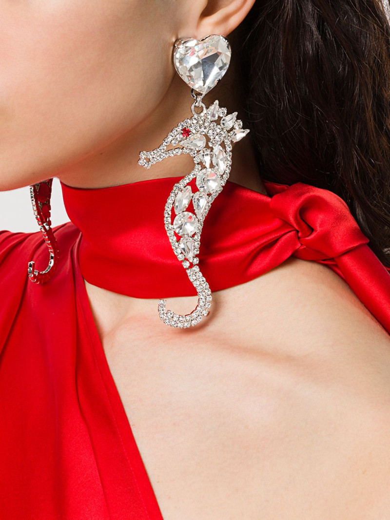 Alessandra Rich crystal seahorse earrings outlook