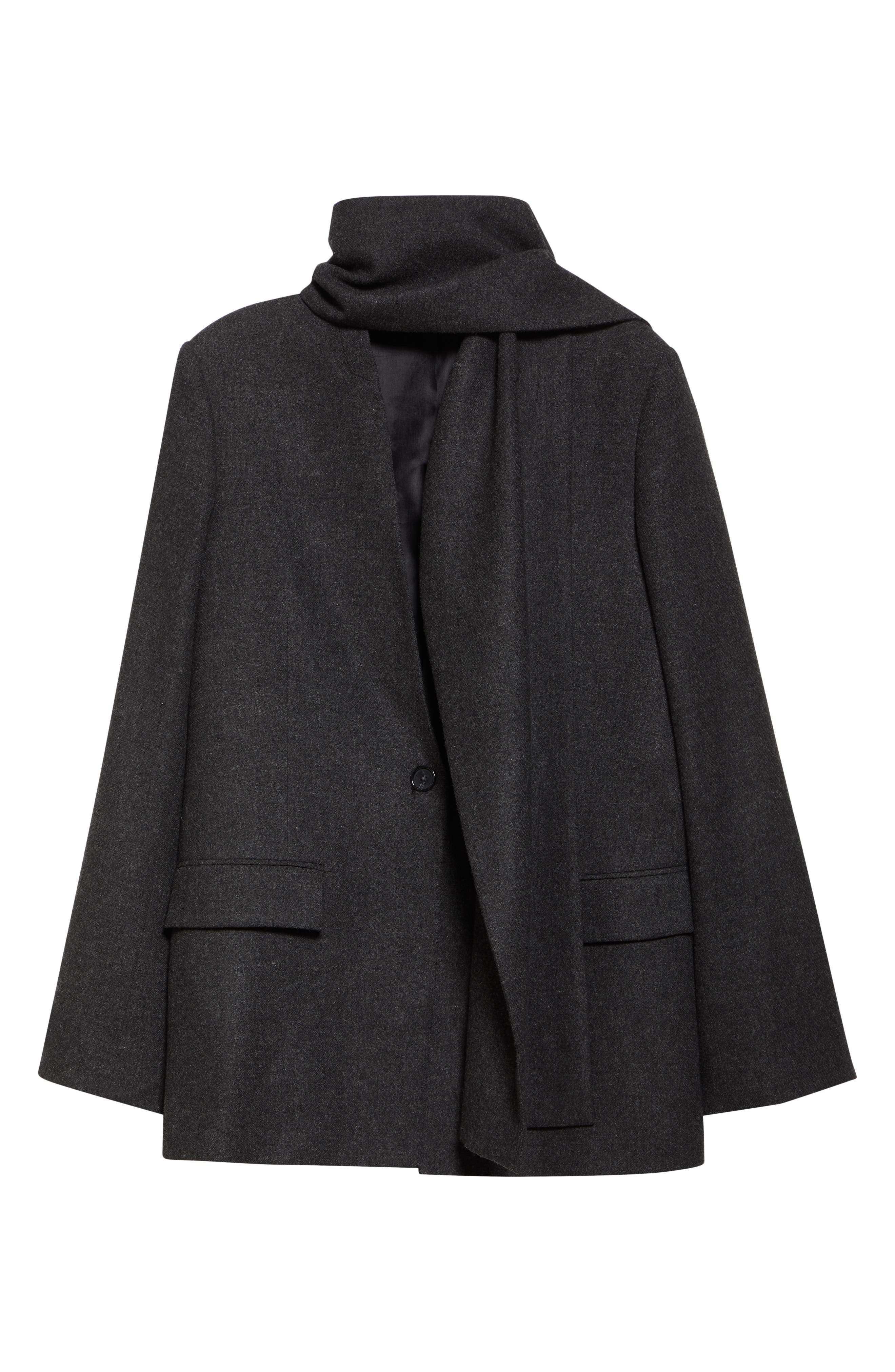 TOTEME Mélange Flannel Scarf Blazer in Charcoal Melange at Nordstrom - 8