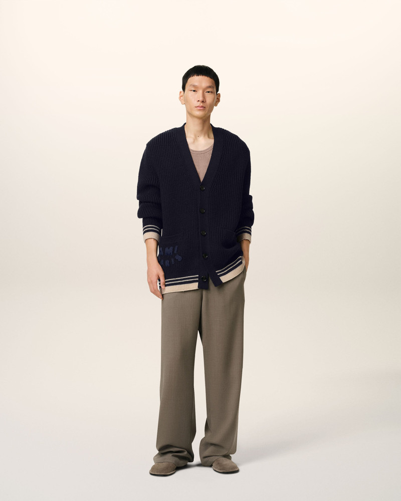 AMI Paris NAVY WOOL RIBBED SWEATER outlook