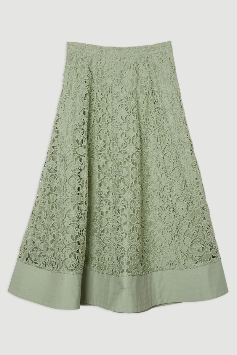 Cutwork Embroidery Woven Midi Prom Skirt 4