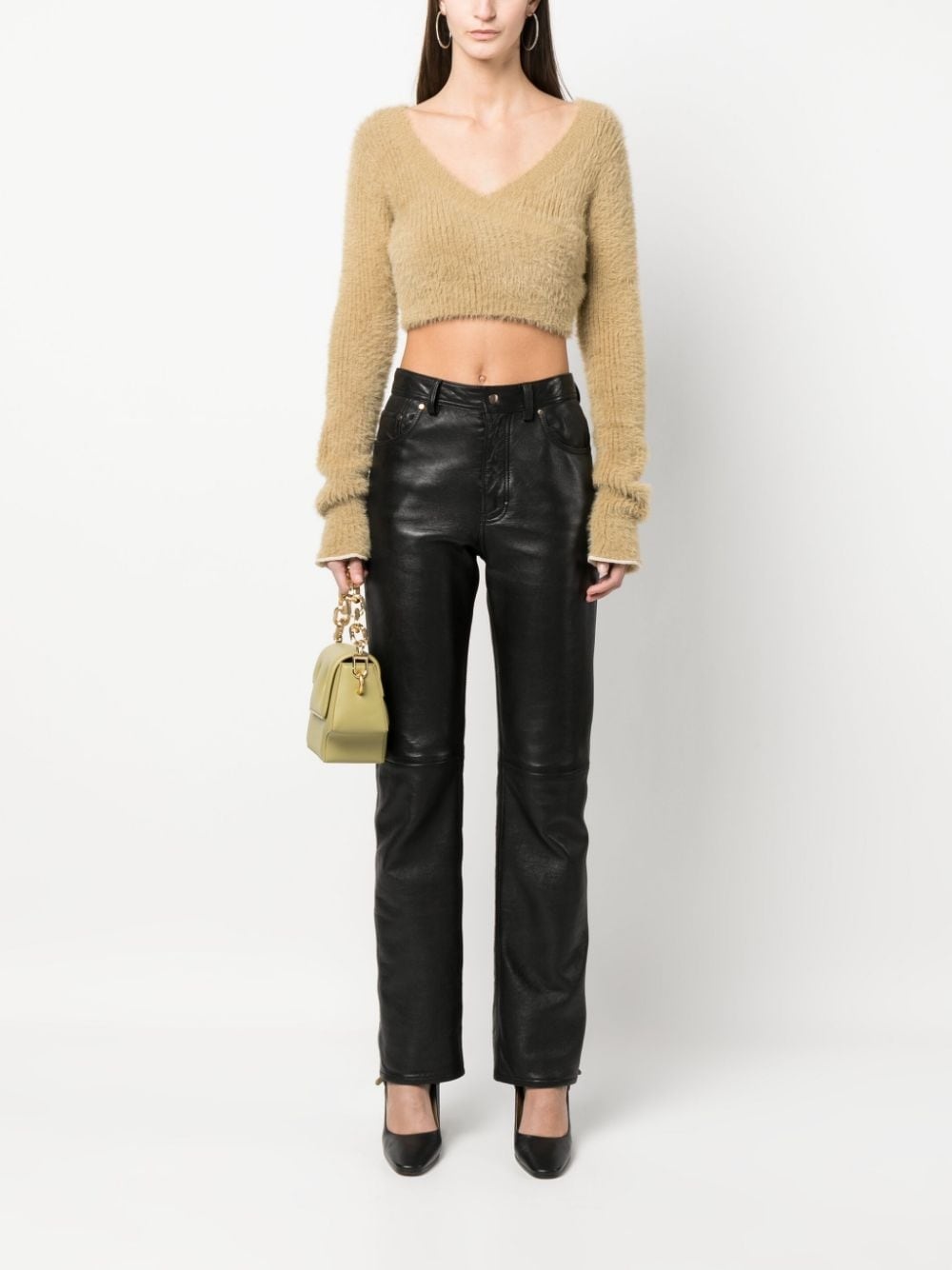 textured knit crop top - 2