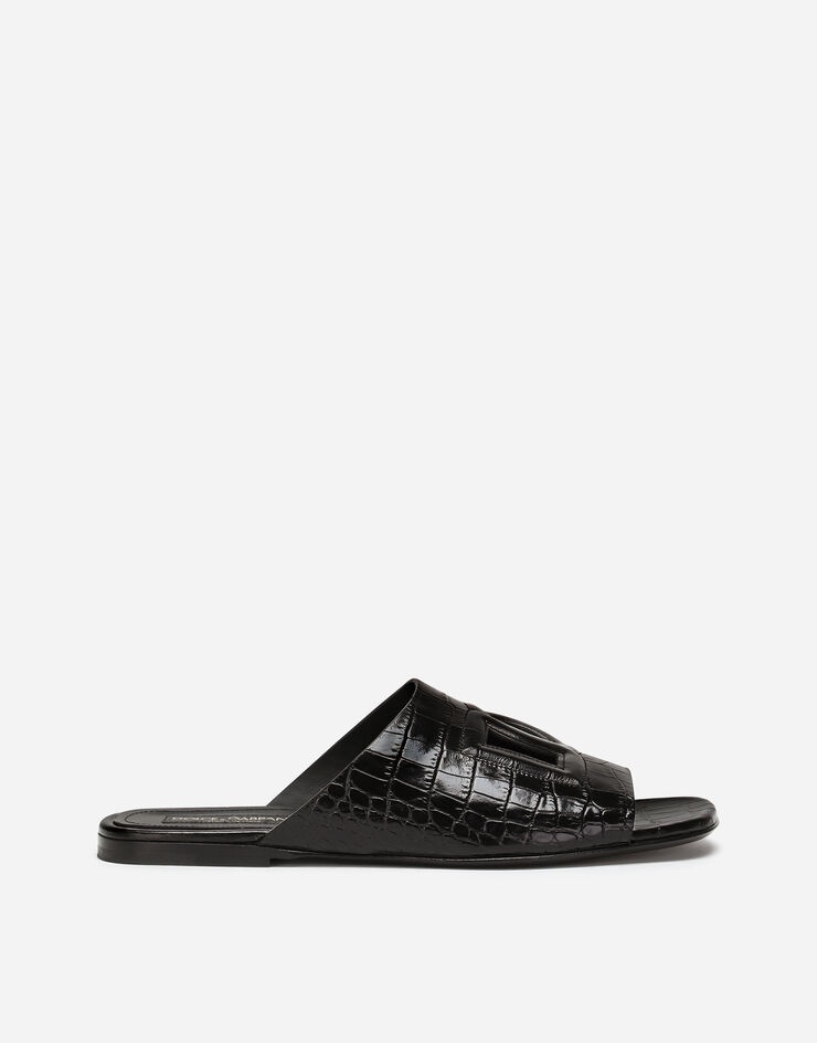 Crocodile-print calfskin Pantheon sliders - 1