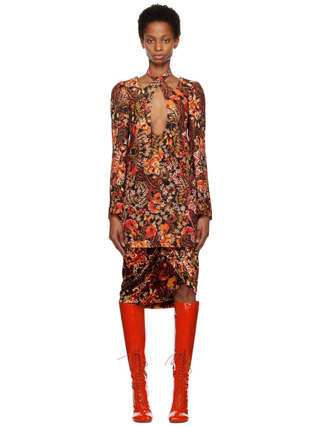 Orange Cutout Minidress - 1