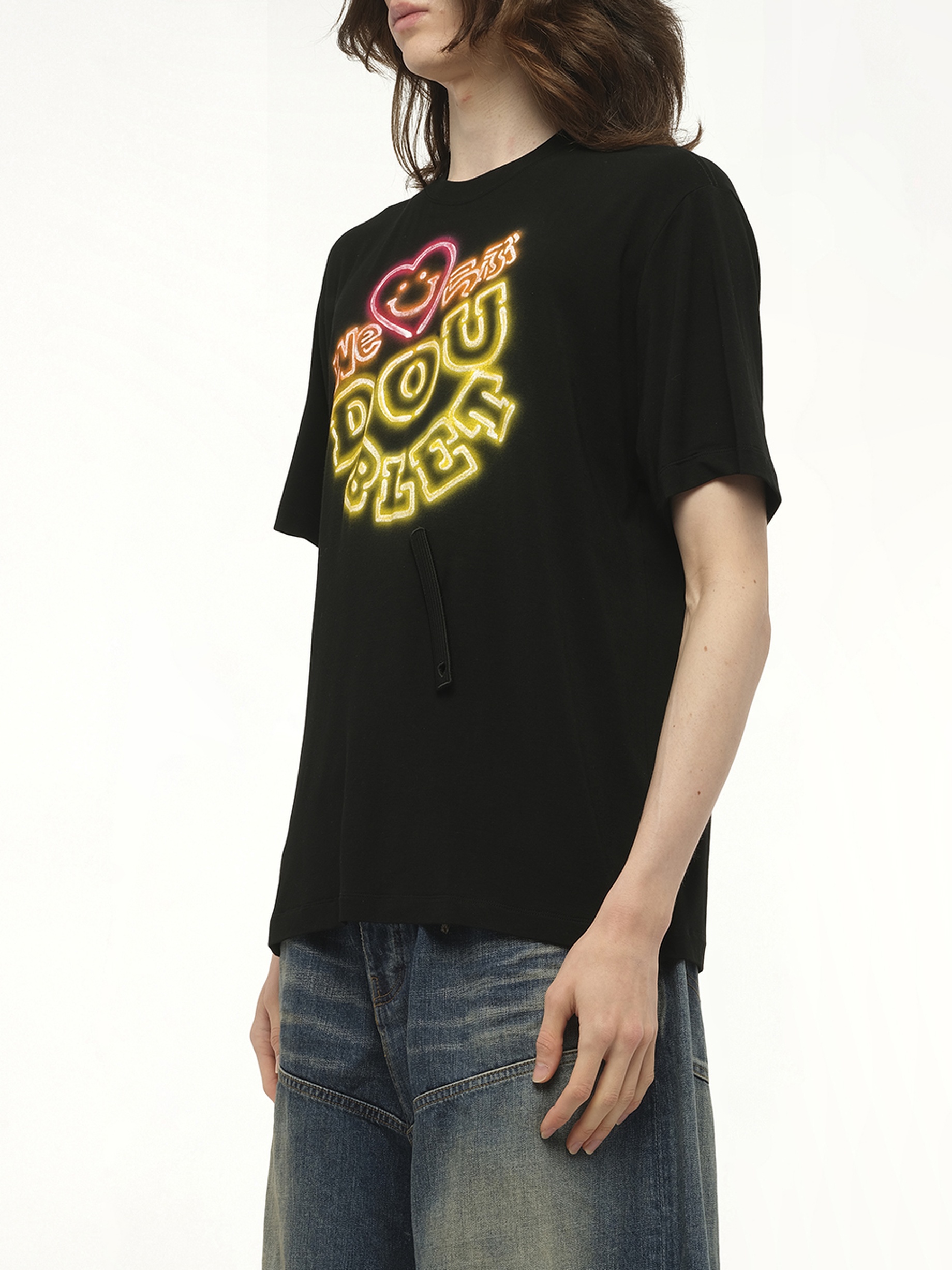 Big Doublet Neon Paint Fan Service T-Shirt in Black - 5