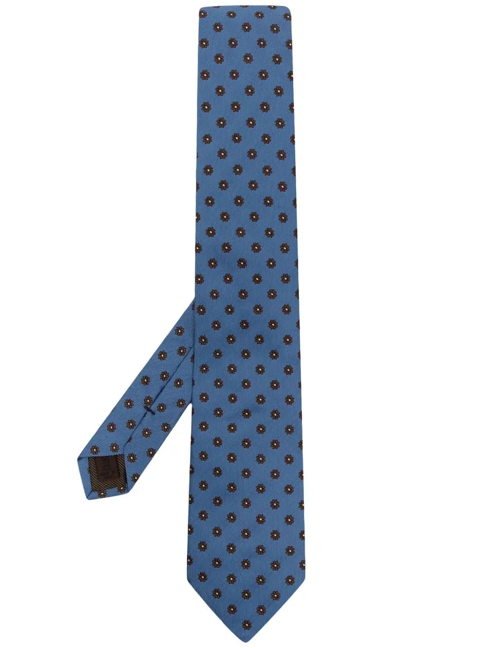 floral embroidered silk tie - 1