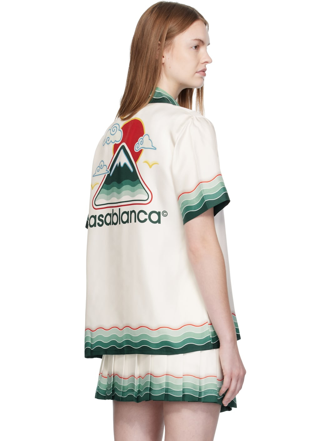 White Montagne Ondulee Silk Short Sleeve Shirt - 3